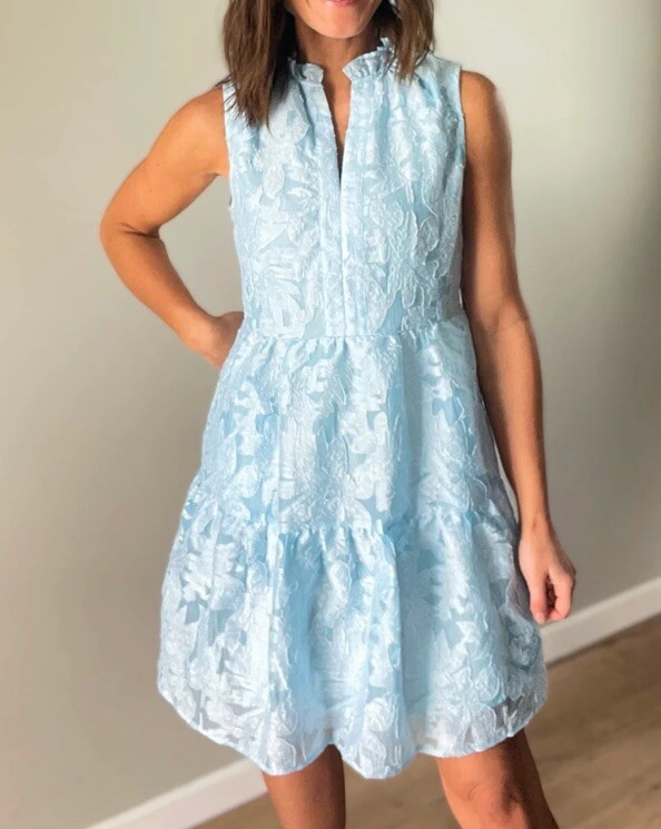 Pinch Blue Floral Sleeveless Tiered Mini Dress SZ XL NWT