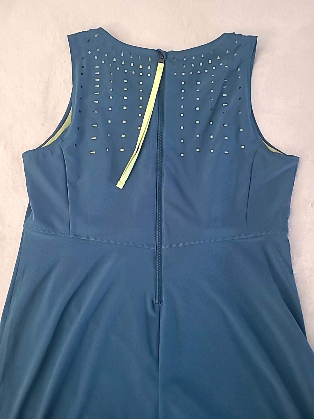 Title Nine Athletic Tank Dress US 10 Blue Stretch Travel Sporty Activewear Zip