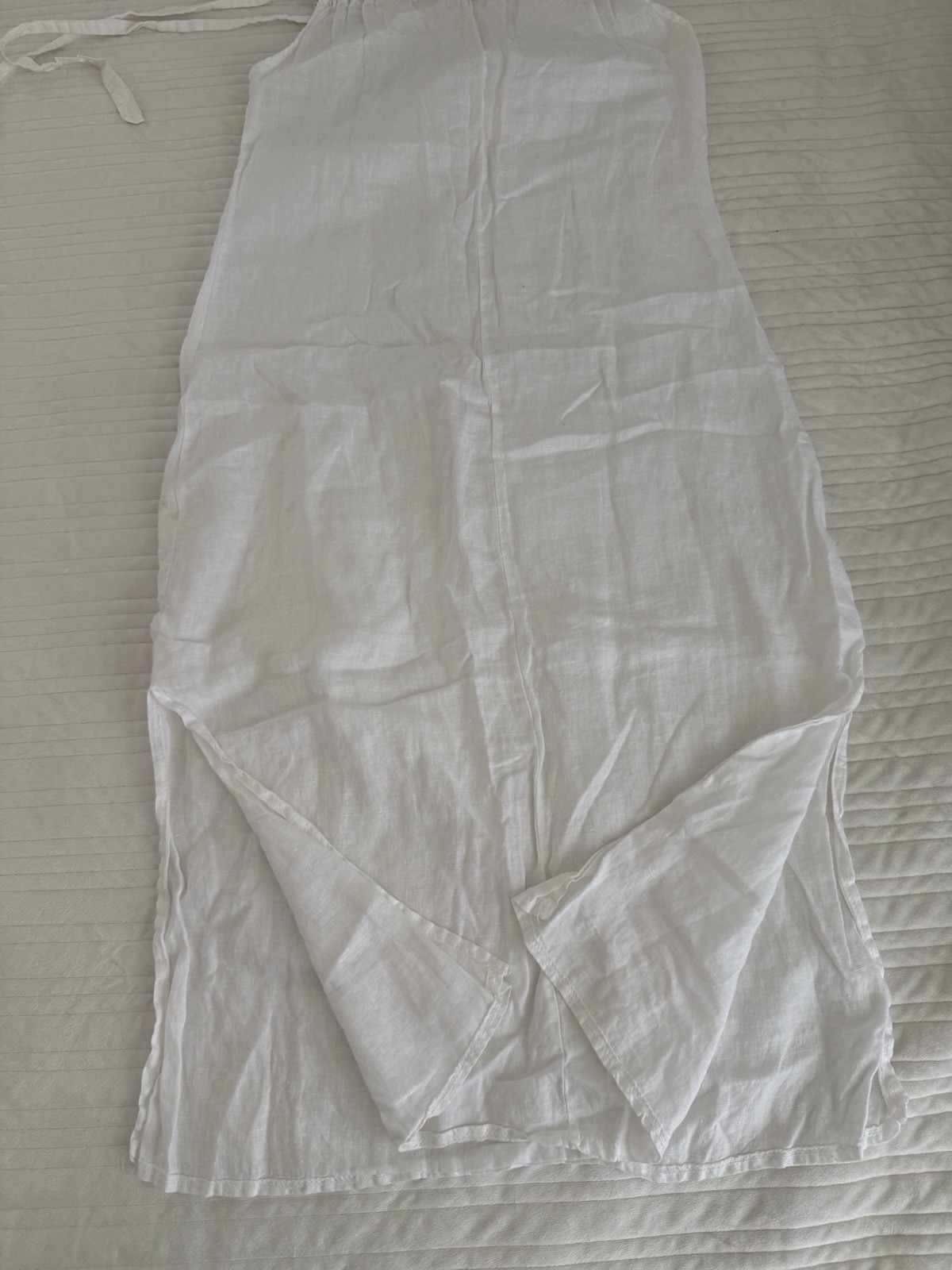 BELLAUMBIA Made In Italy Long WHITE 100% Linen Sleeveless Dress – size S
