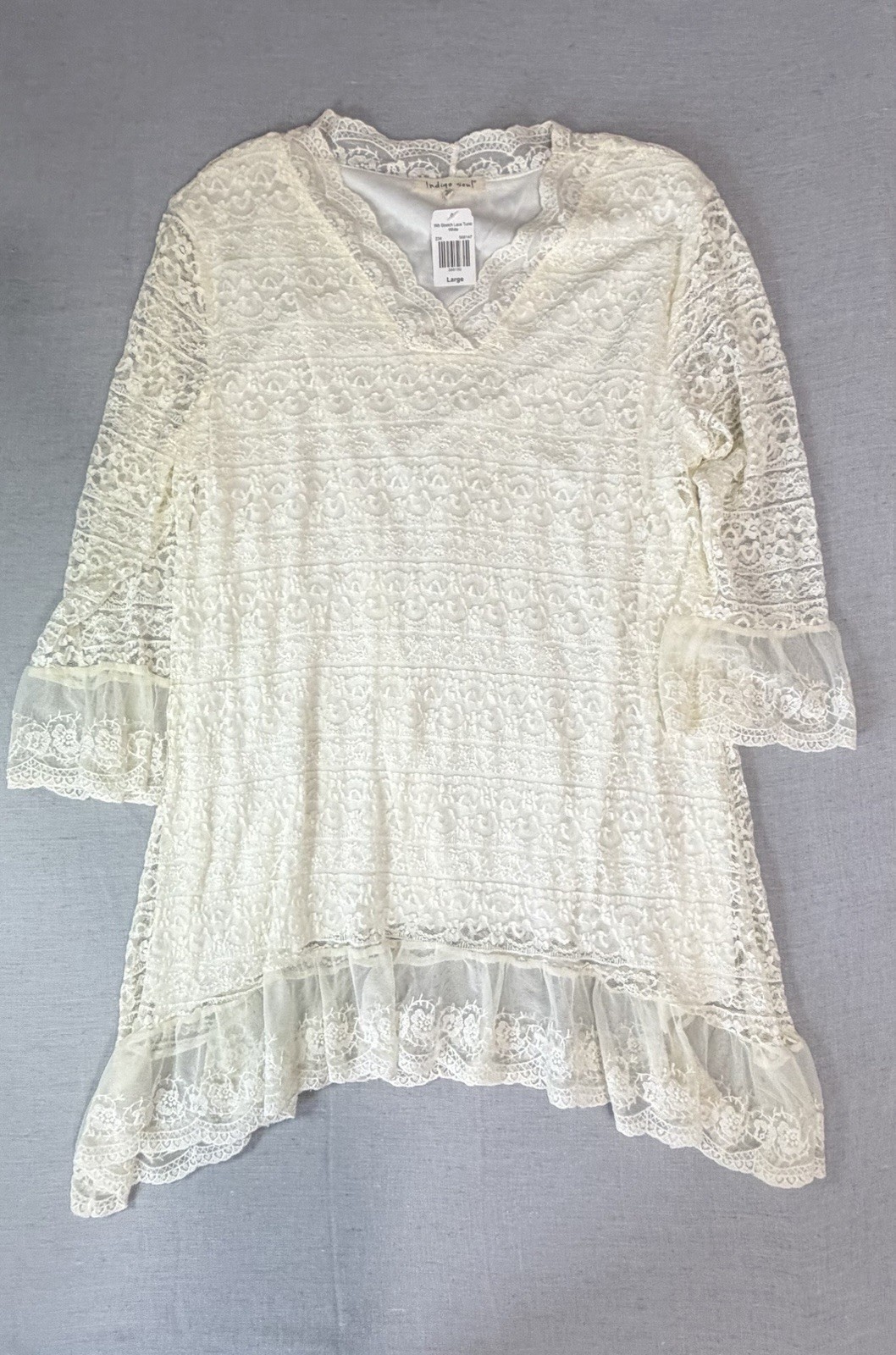 Indigo Soul Ivory Lace Prairie Boho Western Fairy Cottagecore Tunic/Dress L