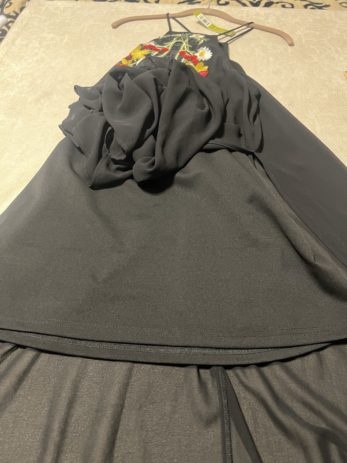 Gianni Bini NEW Short Black Dress w/Sheer Maxi Overlay. High Side Slits. Size S