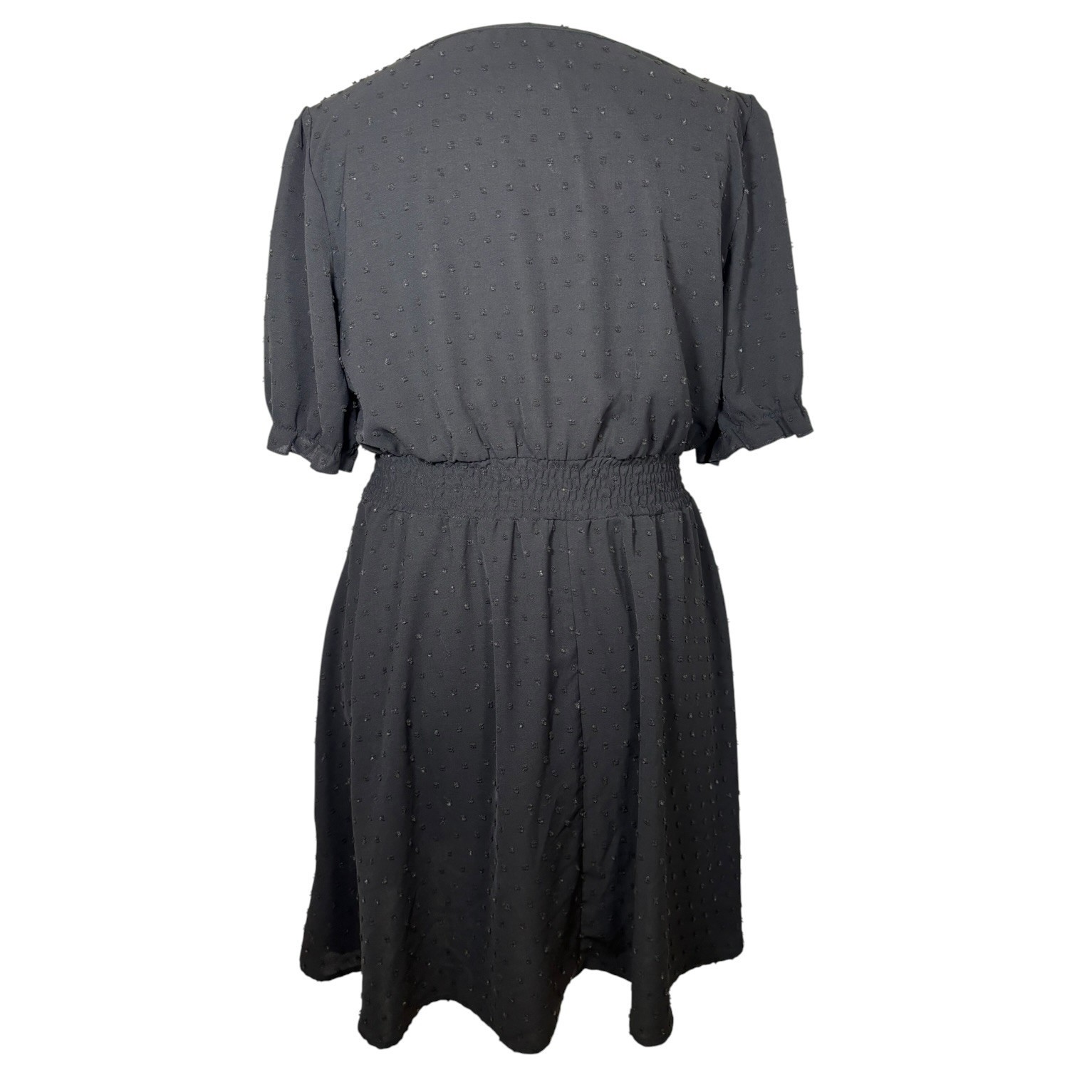 Shein Curve 3XL Black Dobby Spot Dress Elasticated Waist UK 24 26