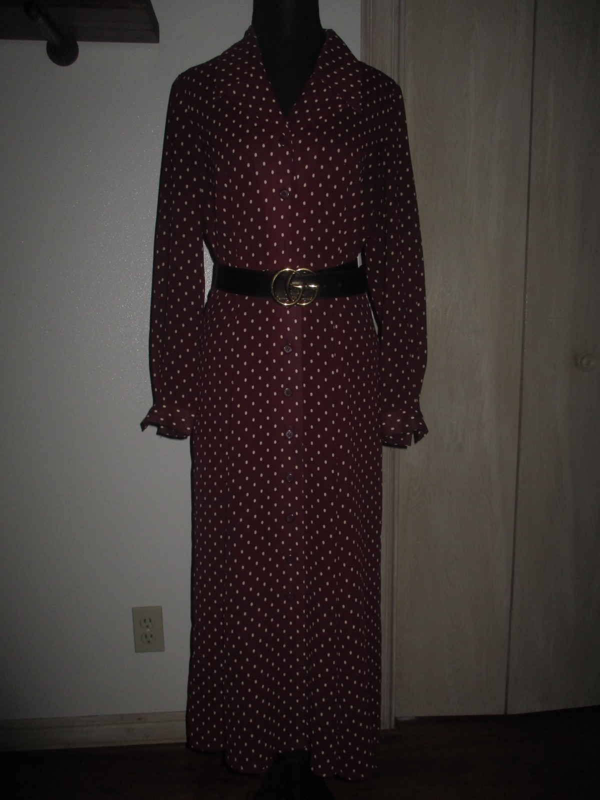 dresses for women, polka dot, maroon, vintage, 70’s, 50’s. 60’s