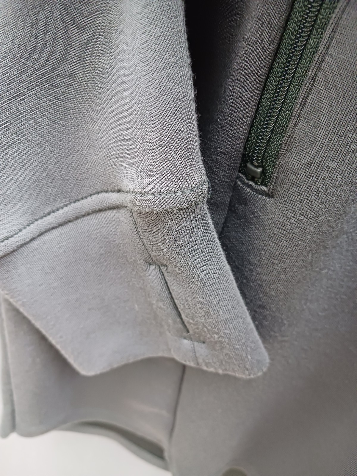 Unknown Women Tunic Gray Cotton Blend Long Sleeve Crew Neck Front Zip Pockets