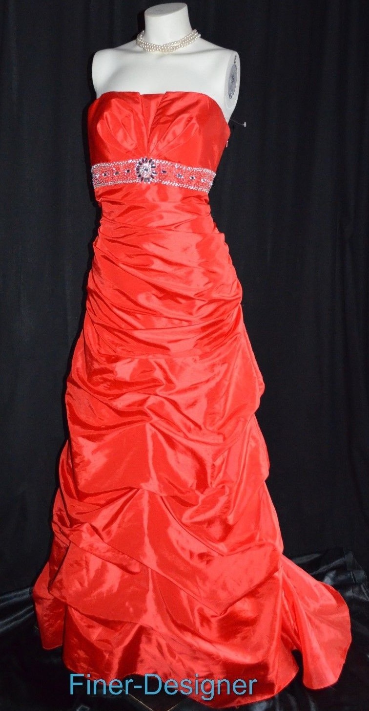 Betsy & Adam bead Embellished QUINCEANERA DRESS pull up gown train prom 12 L NEW