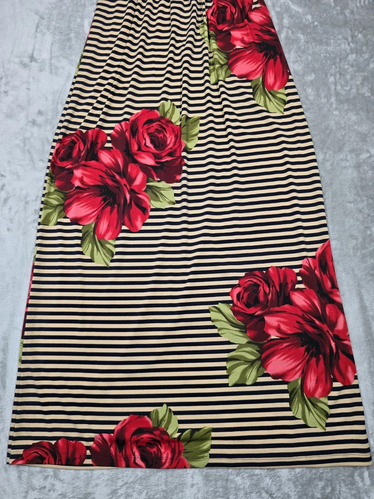 En Focus Studio Striped Rose Patterned Maxi Dress Size 10