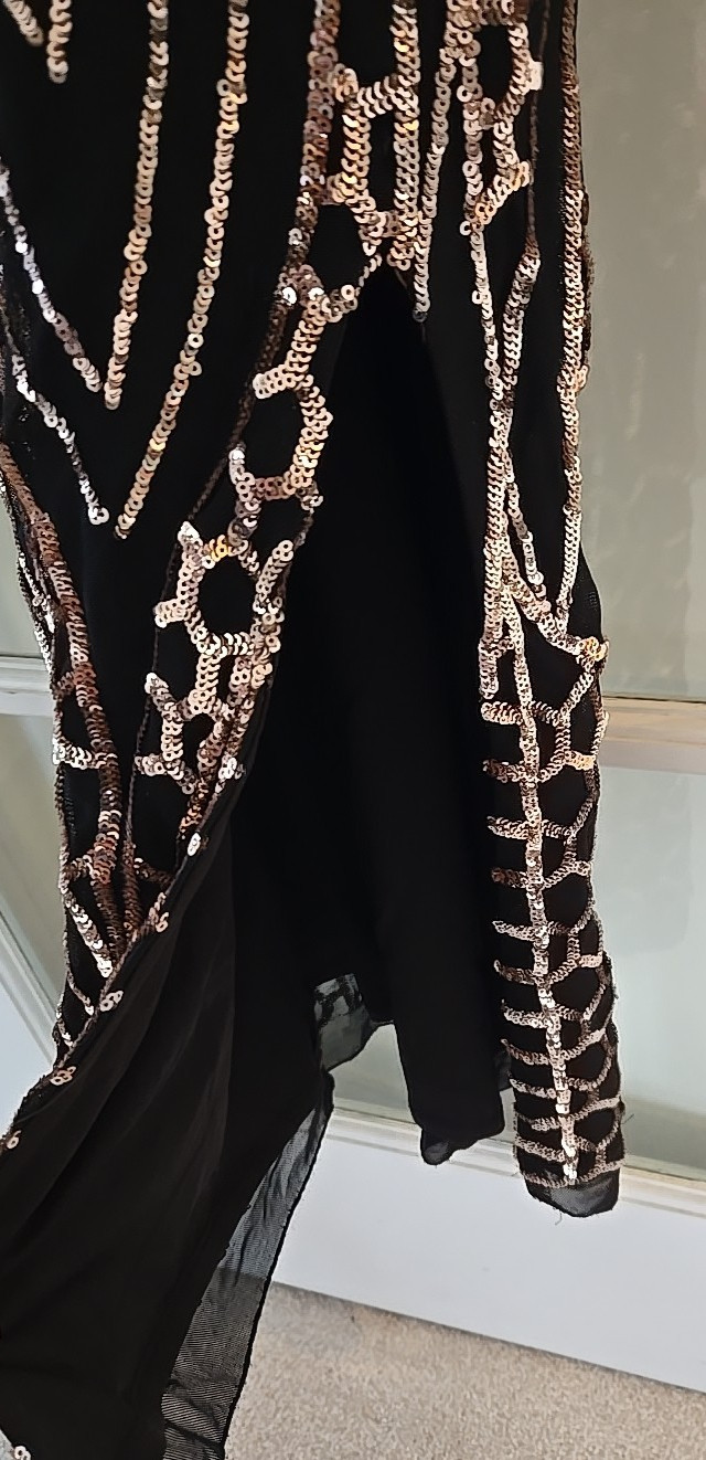 Gianni Bini Black Copper Sequin Mermaid Formal Gown Size 0 Jackie Dress NWT