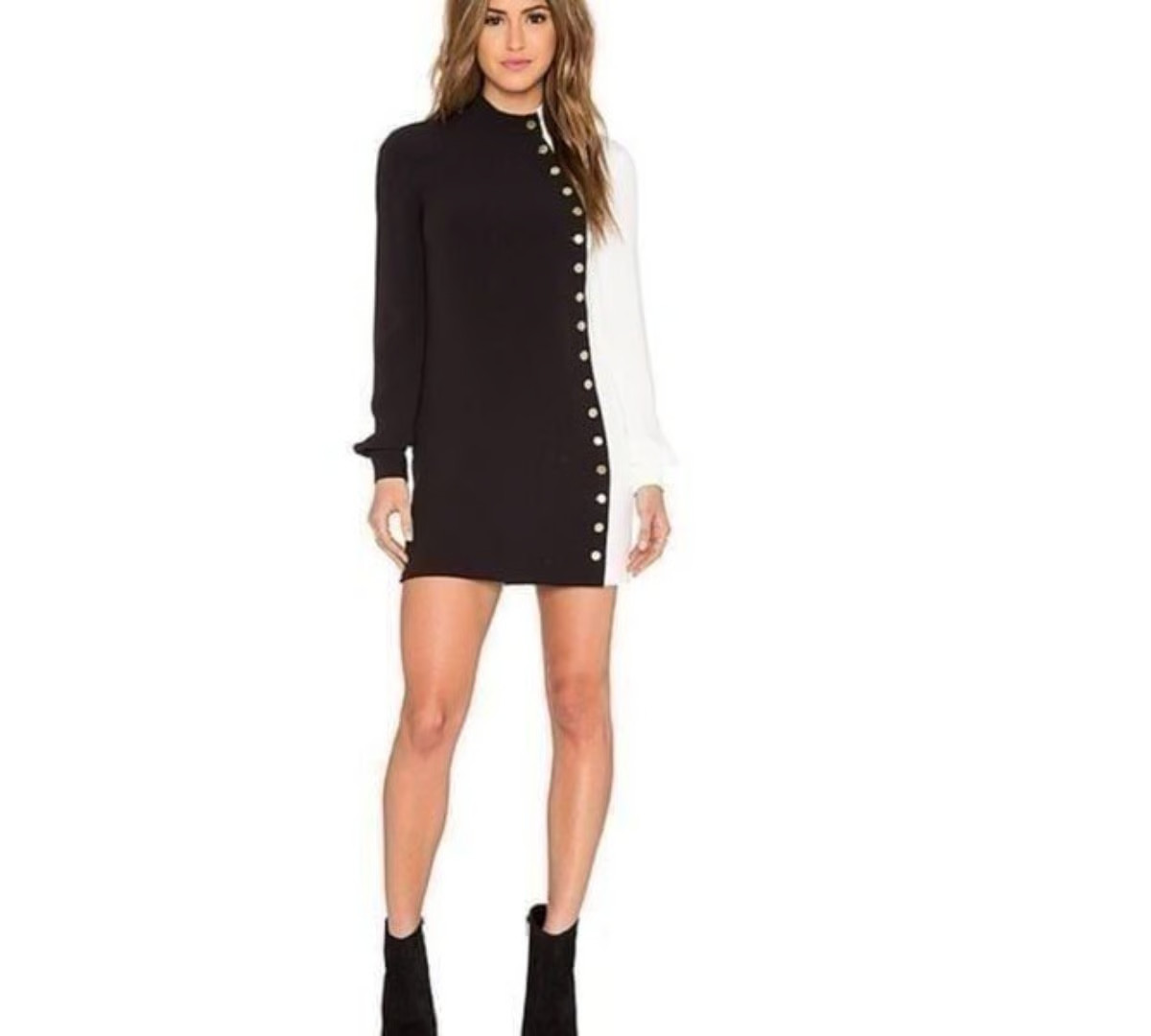 Rachel Zoe McKell Colorblock Button Asymmetric Mini Dress Size 2