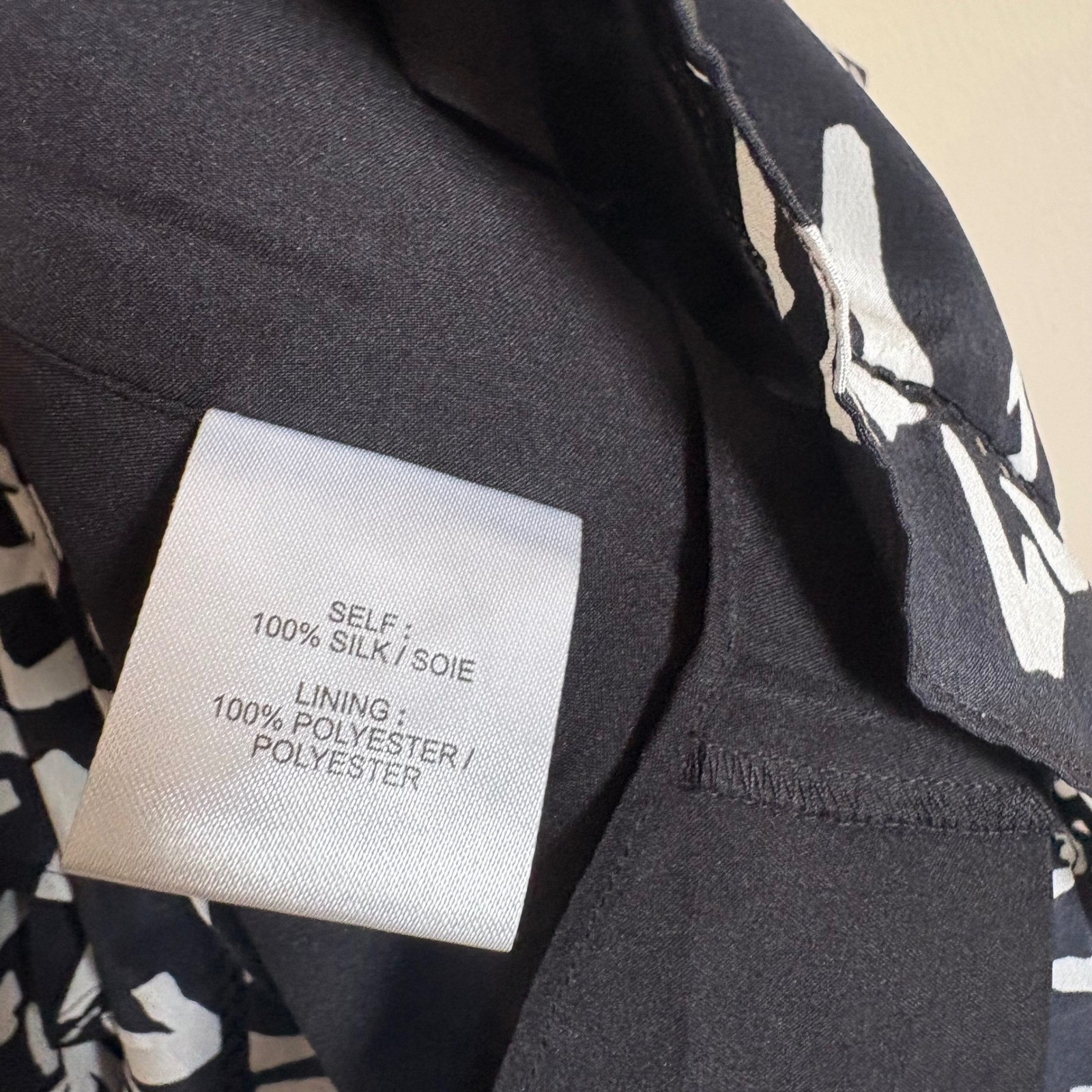 Tanya Taylor Black and White Silk Abstract Print V-Neck Mini Dress Size 10