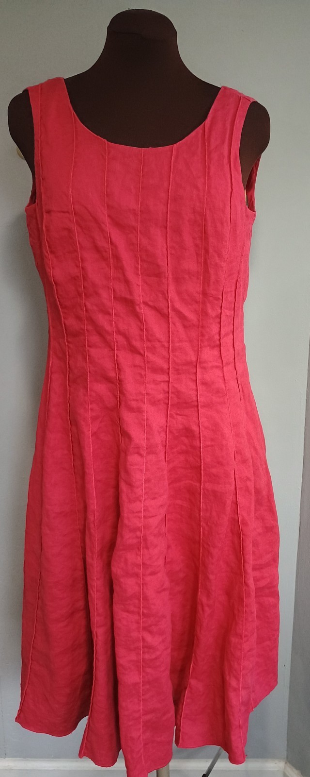 Charter Club Sz 6 Fit & Flare Pink Sunburst Lined Sleeveless Linen Dress