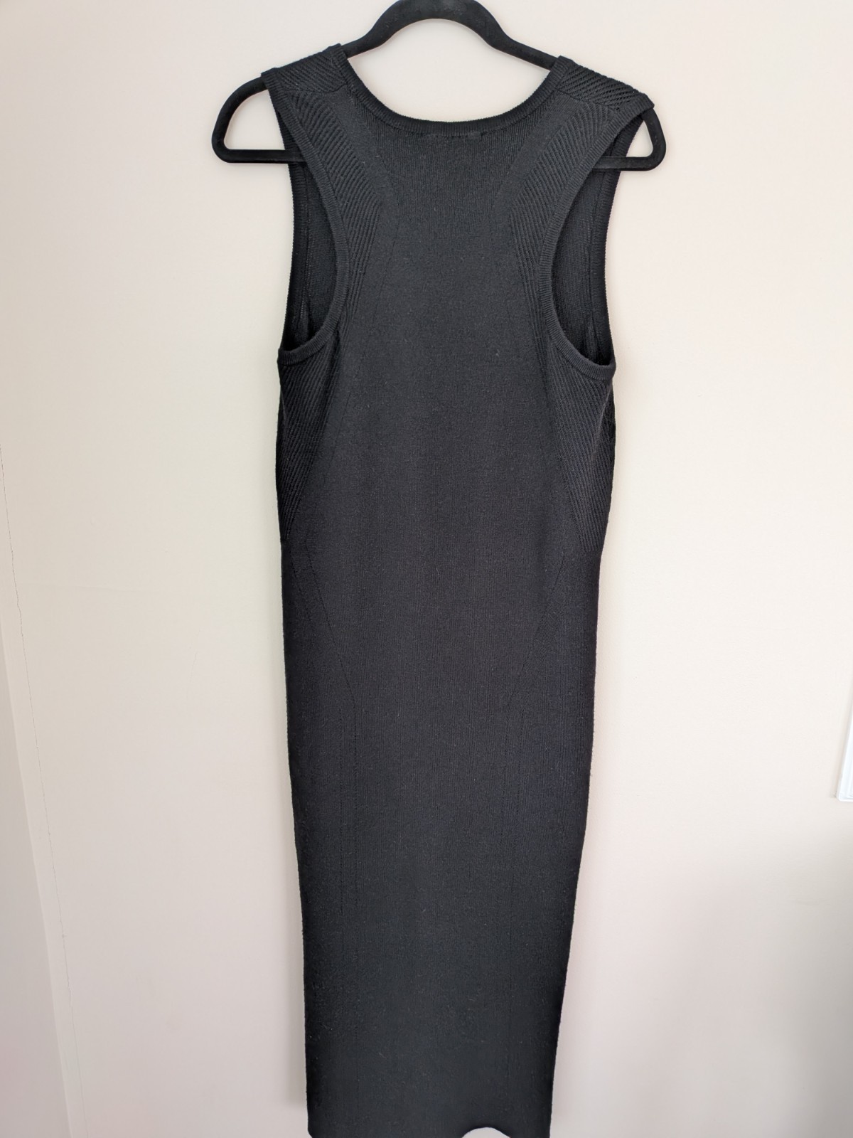 Athleta Merino Wool Midi Sweater Dress Black Sleeveless Ribbed Size L