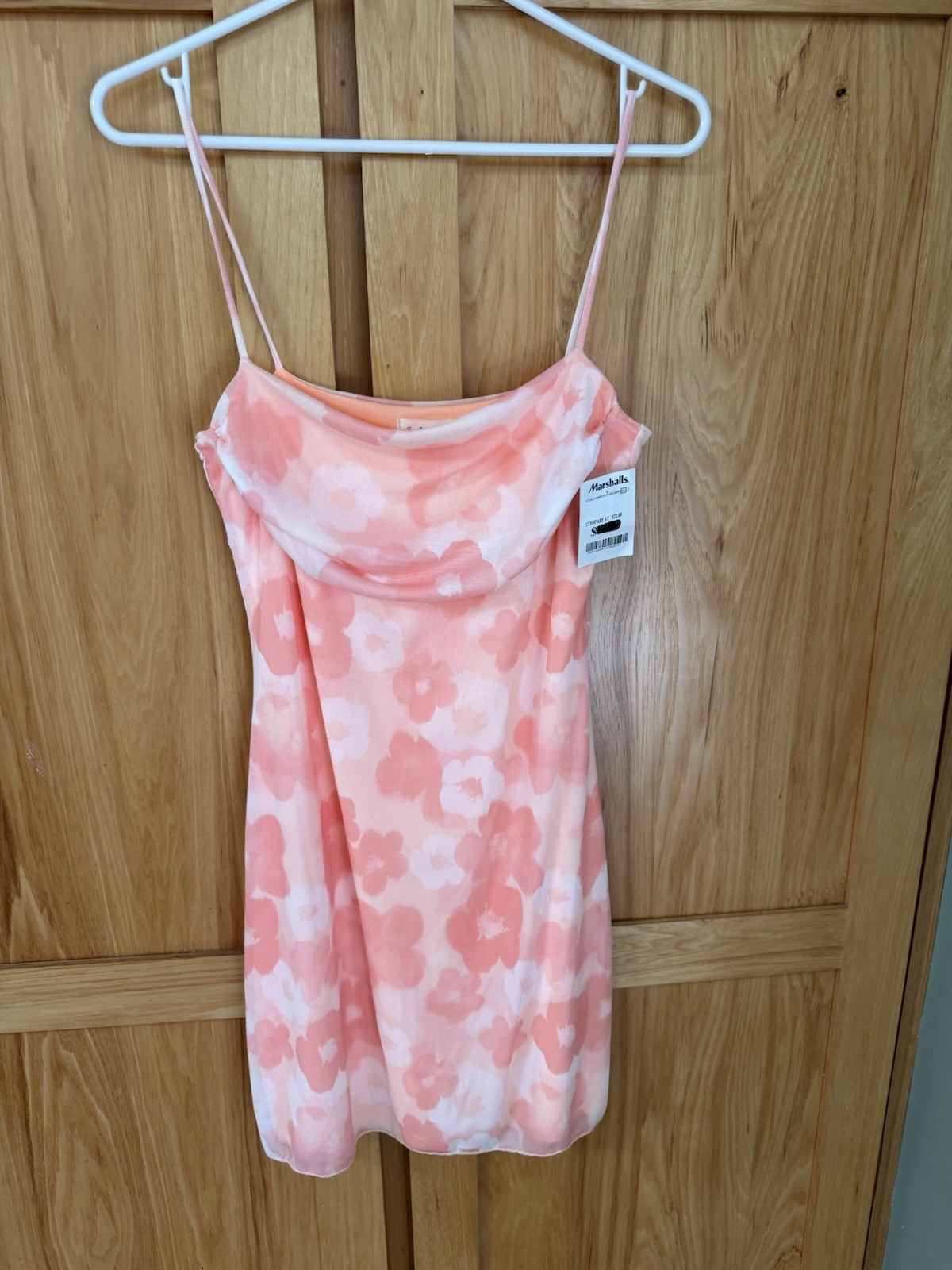 See You Monday Floral Spaghetti Strap Peach Mini Dress Women’s Med NWT