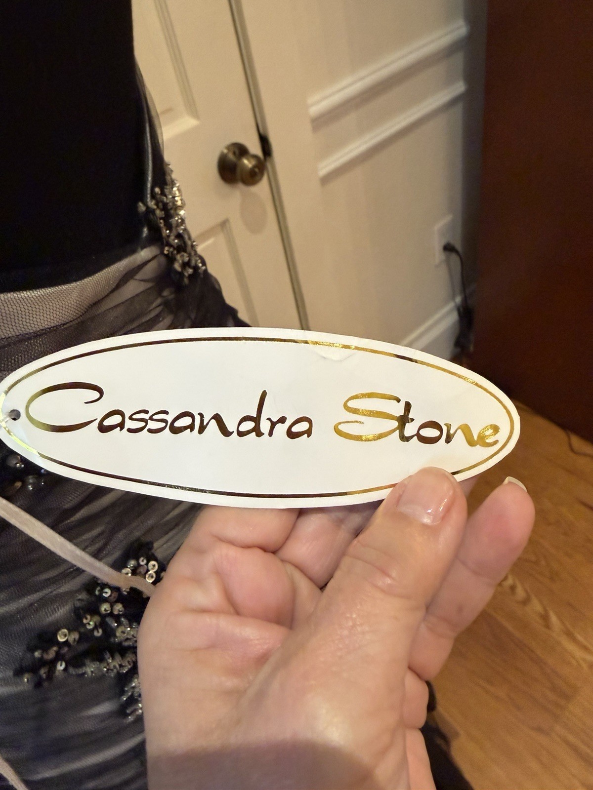 Vintage Cassandra Stone Black And Gray Evening Gown