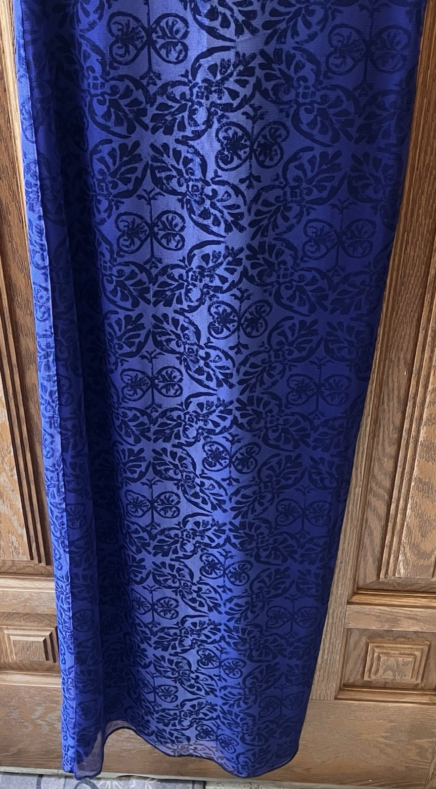 Vintage 5-7-9 Juniors Blue Mesh Lined Long Dress Size 7 Butterfly Heart USA Made