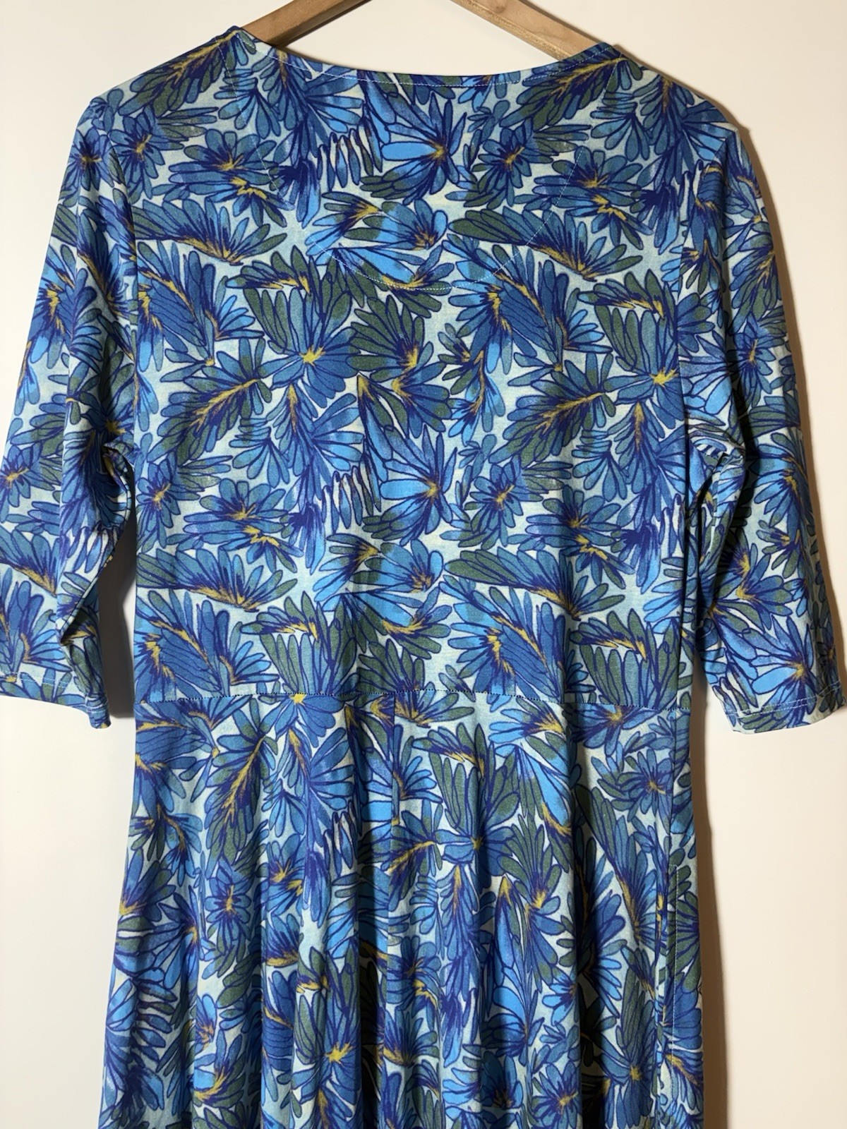 Peruvian Connection Dress Womens Sz M Blue Maldives Maxi Floral Pima Jersey