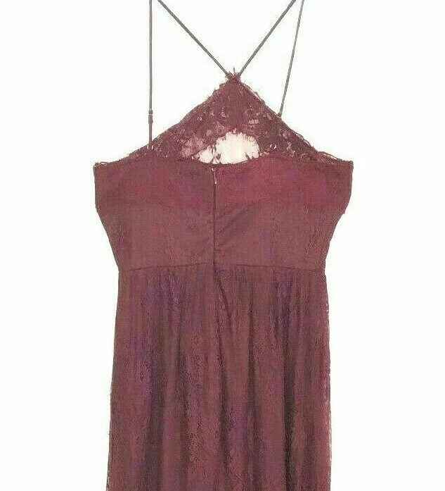 Heartloom Belle Burgundy Lace Halter Maxi Dress size XS Gown AAK