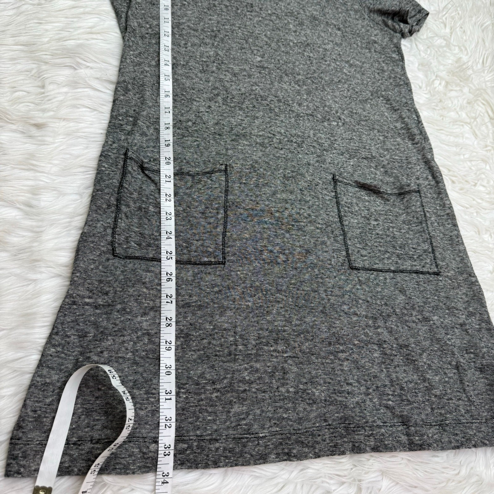 Eileen Fisher Hemp Organic Cotton Mini-Stripe Dress In Black/Ecru Size XS