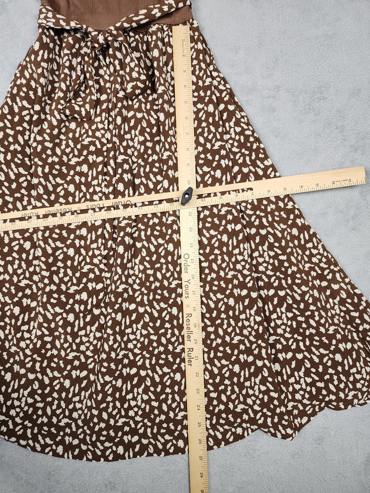 Zattcas Dress Womens Medium Brown Short Sleeve Midi Belted Animal Print Pockets