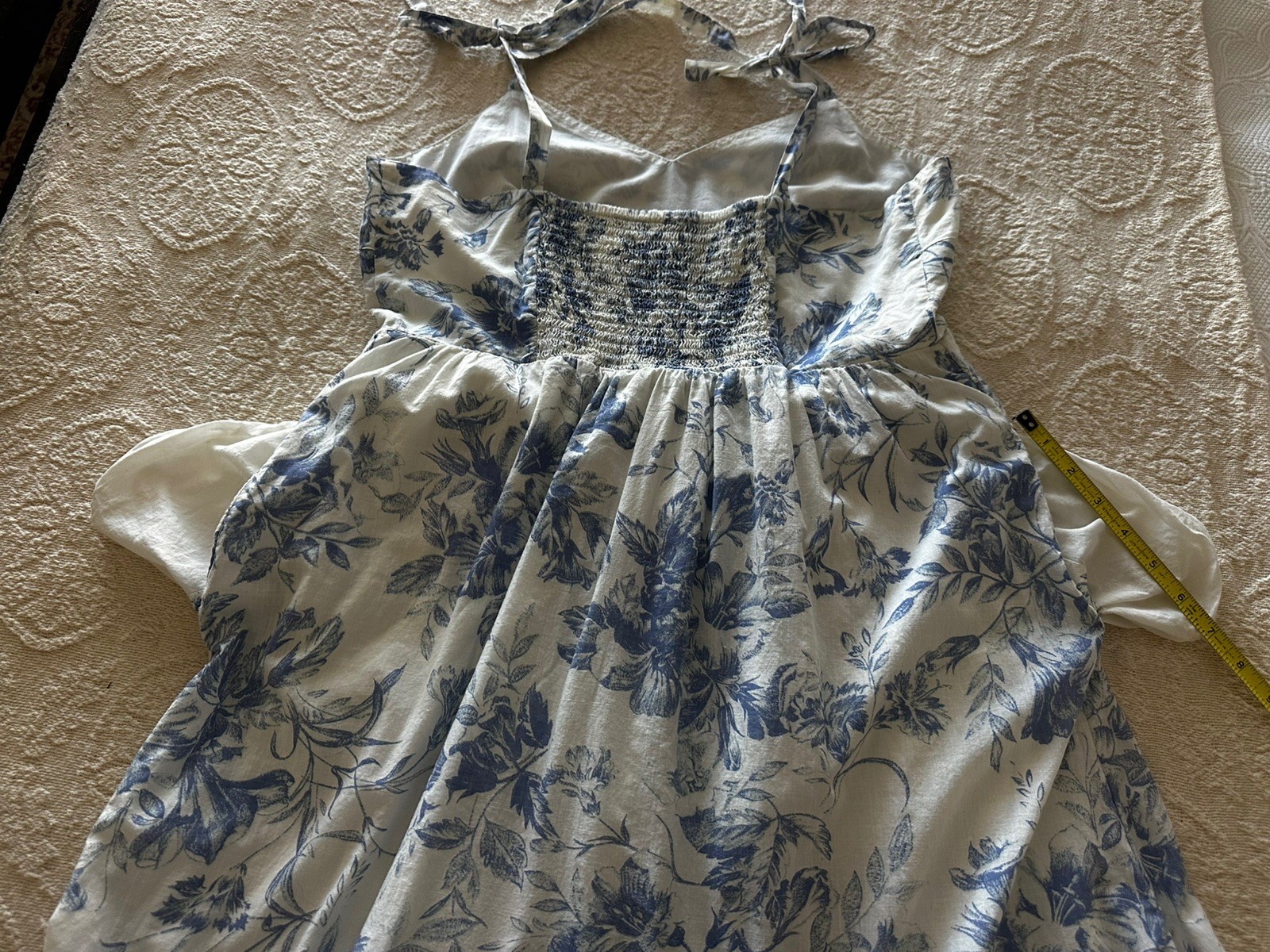 Gap 💯%Cotton Dress Offwhite Floral Maxi Blue/ White Floral Summer Sz 12 Med