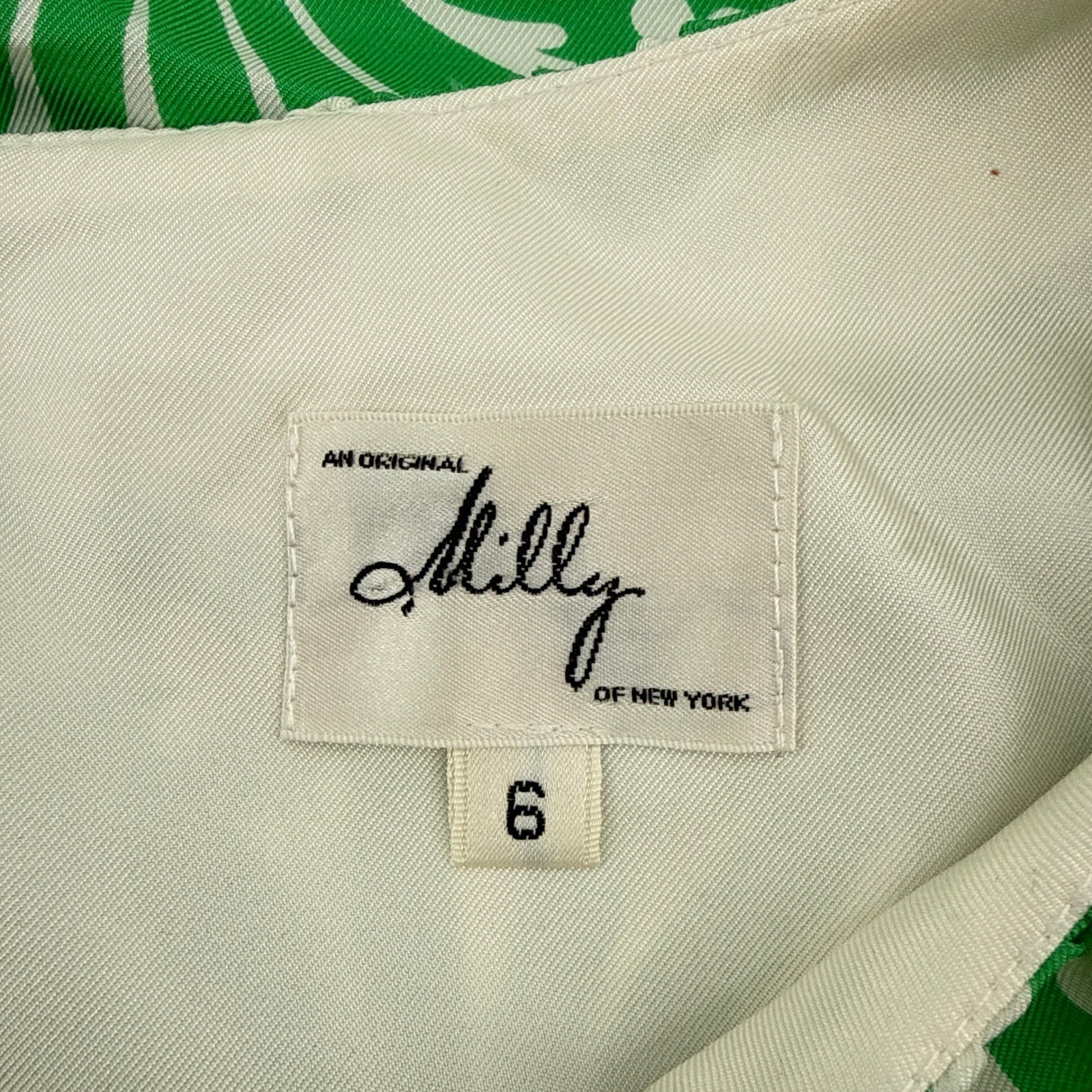 Milly of New York Green White Silk Shell Print Sheath Dress Size 6 Sleeveless