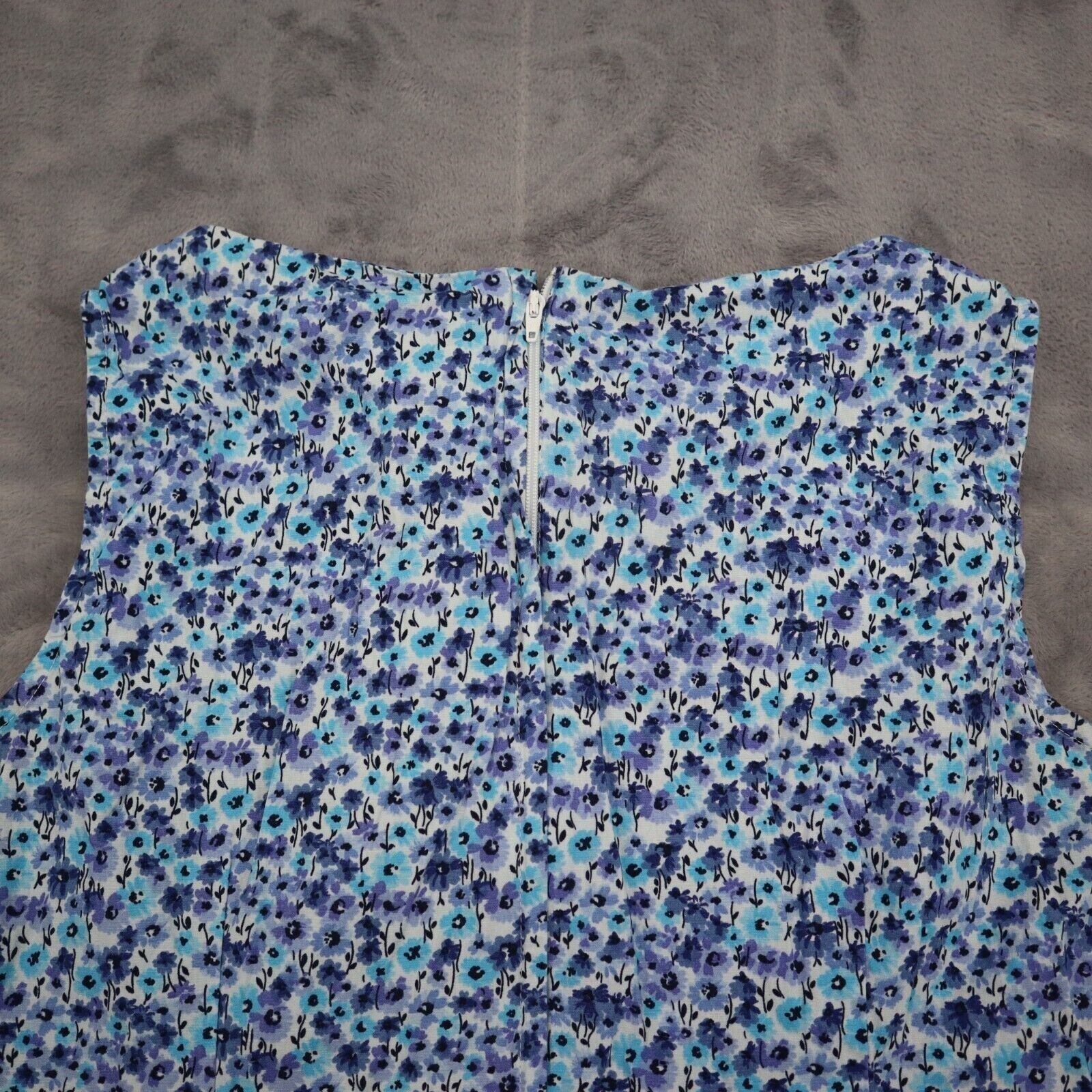 Betsy Lauren Dress Womens 12P Blue Petite Sleeveless Boat Neck Zip Mini Dress