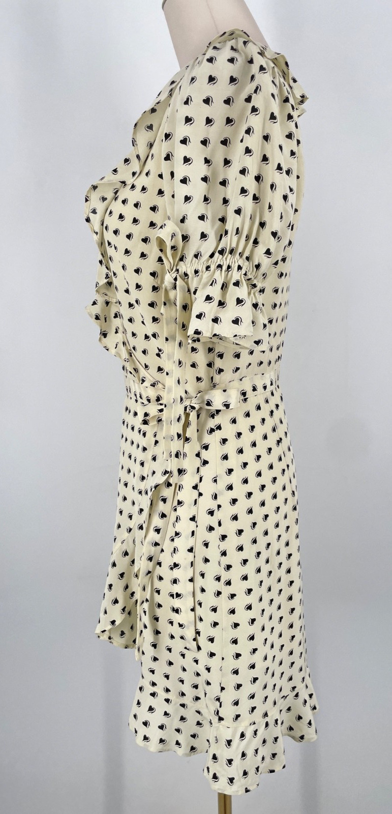 For Love and Lemons womens size S Sweetheart Wrap Mini Dress in Creme Hearts