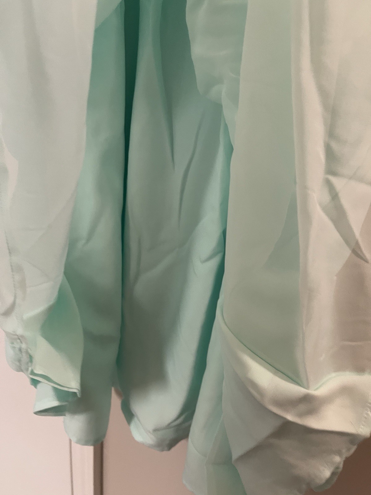 Tevolio Mint Green Solid Chiffon Strapless Sweetheart Mini Dress Lined 4