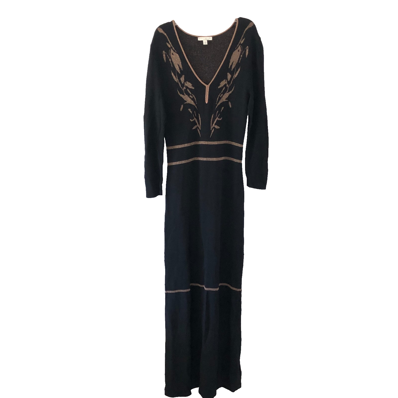 Eva Mendes Women’s Black Maxi Sweater Dress Size M Knit Stretch Formal Party
