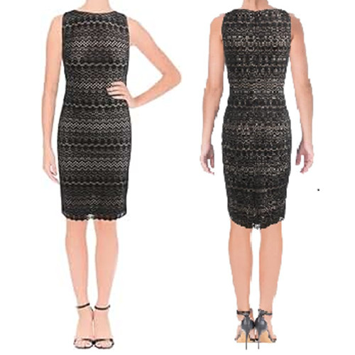 LAUREN Ralph Lauren Tribal Geometric Lace Sleeveless Sheath Cocktail Dress, 0