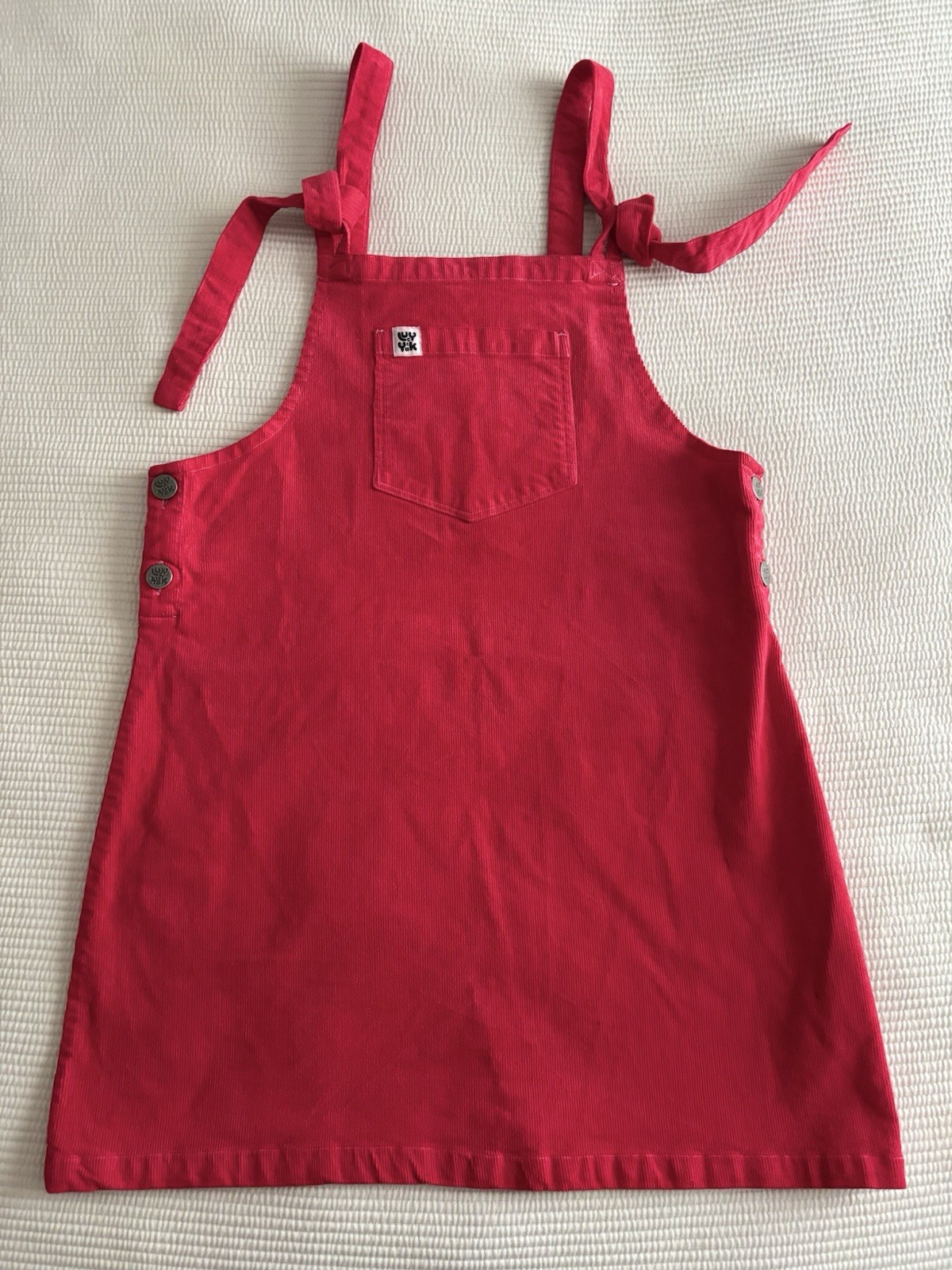 Lucy & Yak Red Corduroy Dungaree Pinafore Dress Organic Cotton Med