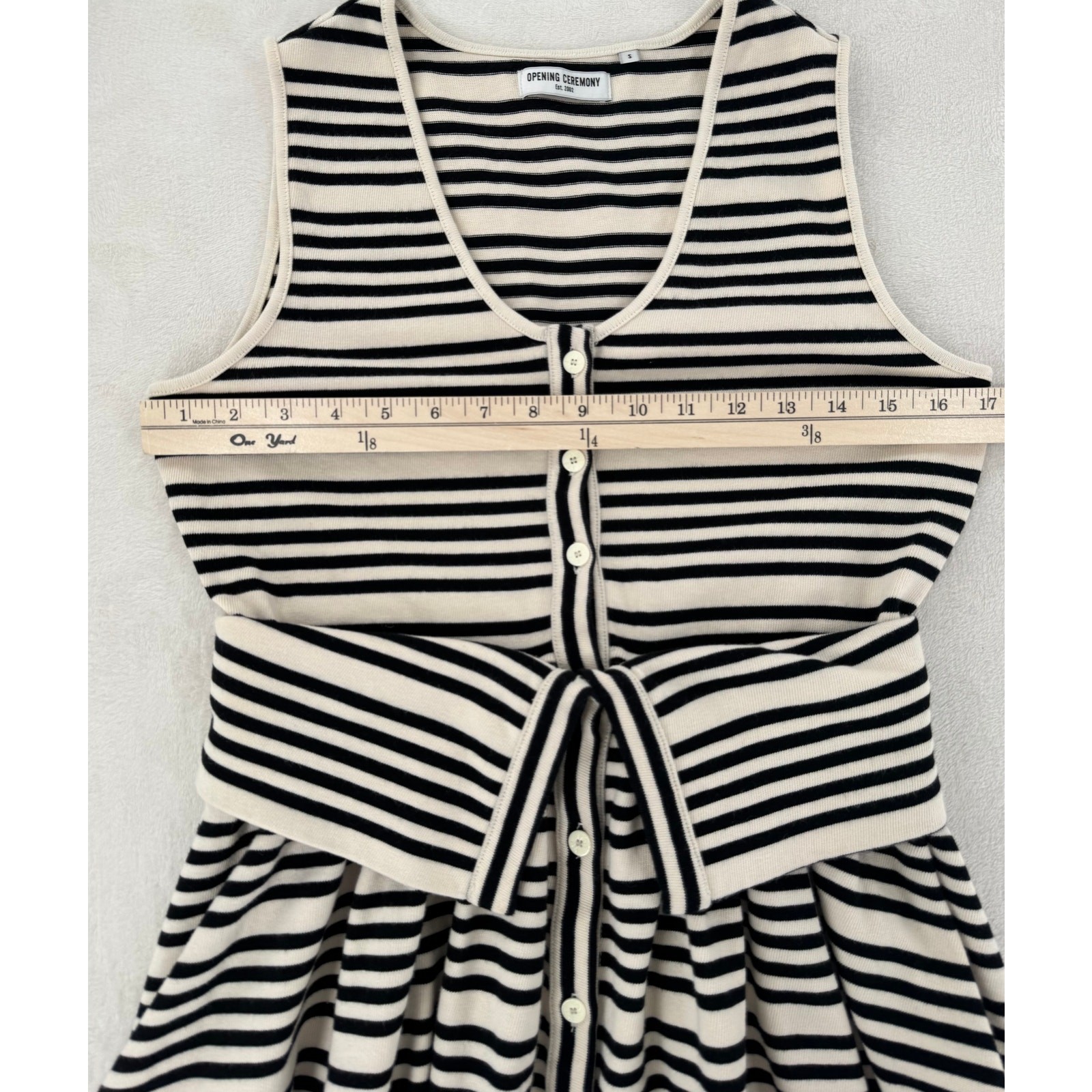 Opening Ceremony Black Ivory Stripe Dress Button Up Sleeveless Mini Small