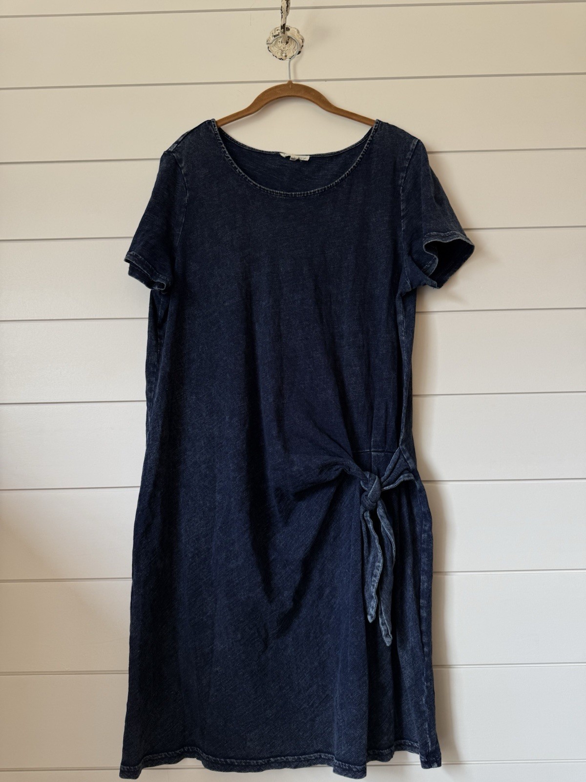 Jane and Delancey Denim Blue Tie Waist Short Sleeve T-Shirt Dress Size L