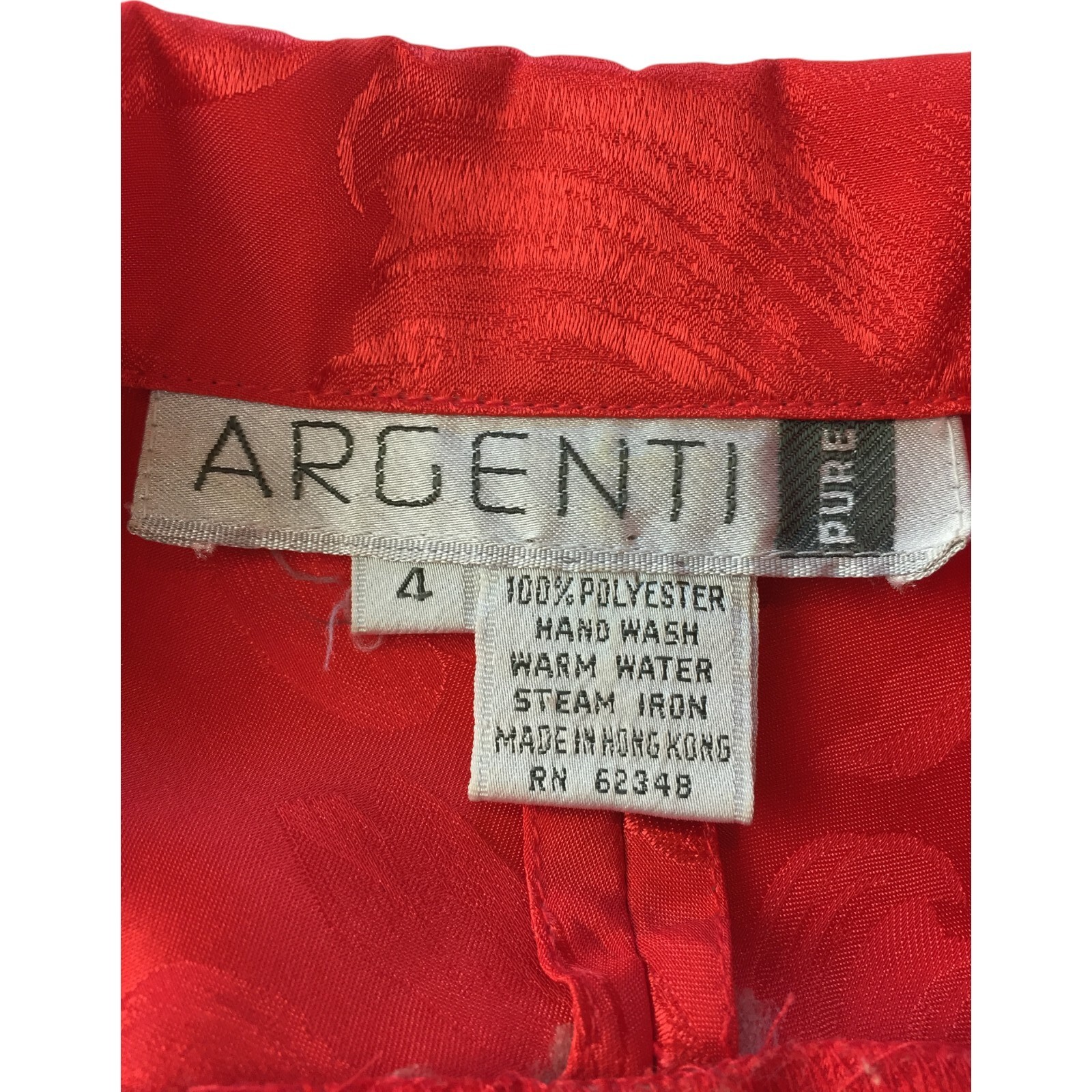 Argenti Pure Collared Long Sleeve Red Dress Long Sleeve Pleated Women’s US 4