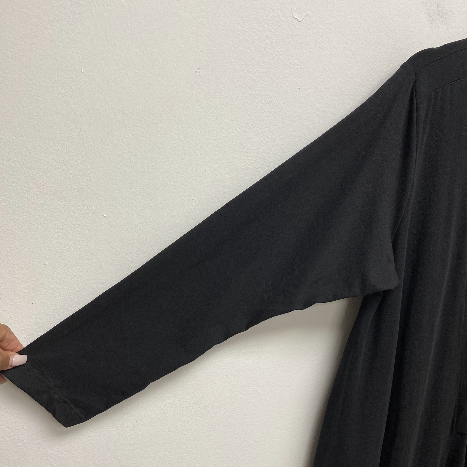 Moyuru Asymmetrical Drape Dress Womens Black Jersey Pocket Lagenlook Avant Large