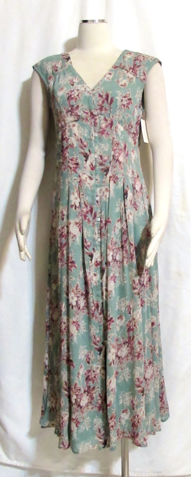 NEW Womens Ladies LUCKY BRAND Green Floral Silk Lined Ankle Dress S Orig $129