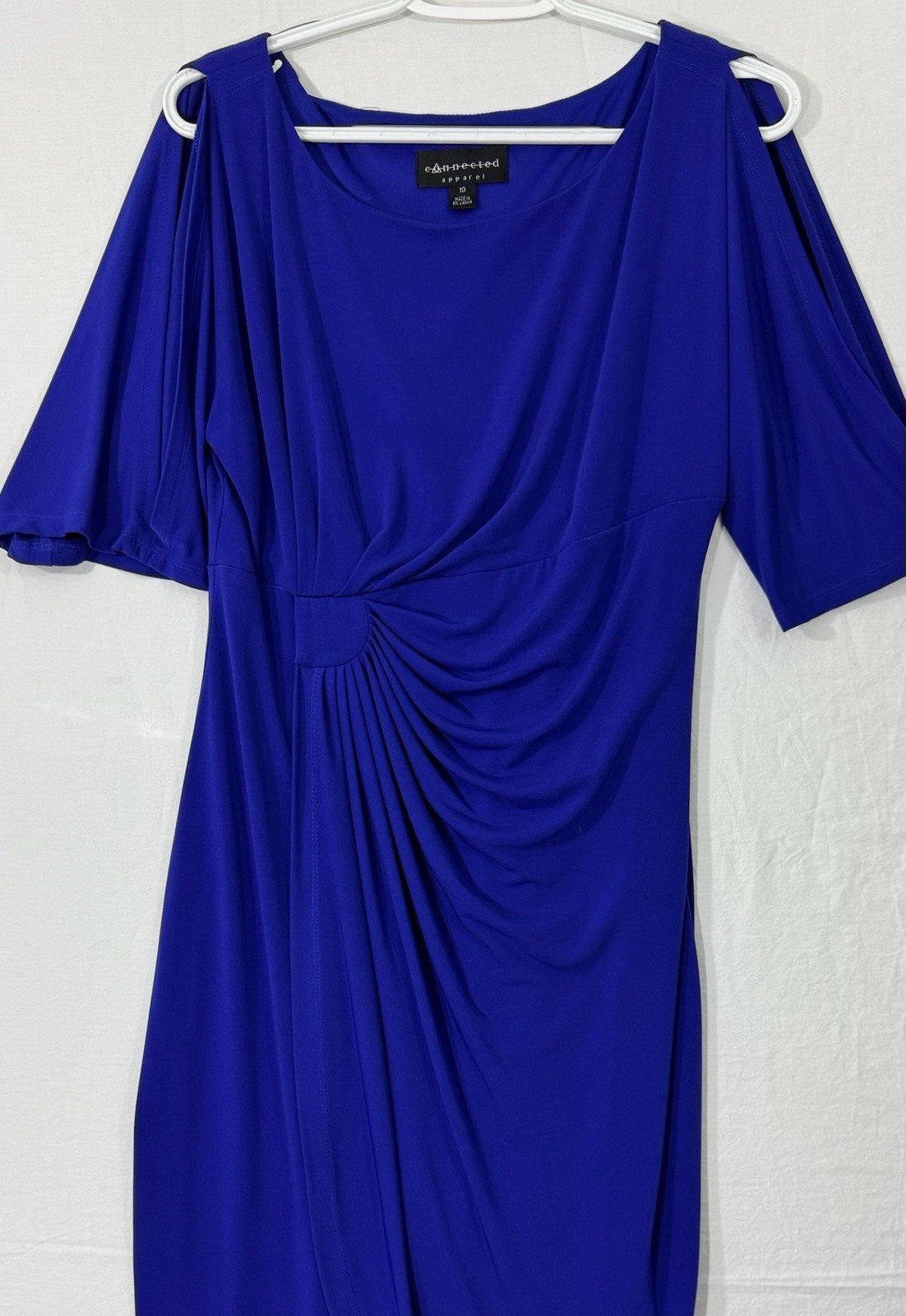 Connected Apparel Women Blue Cinched Waist Cocktail Wedding Dress Size 10