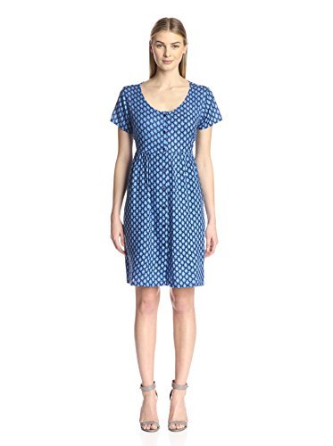 New Womens James & Erin Short Sleeve Tie Back Dress Size Medium Blue Black