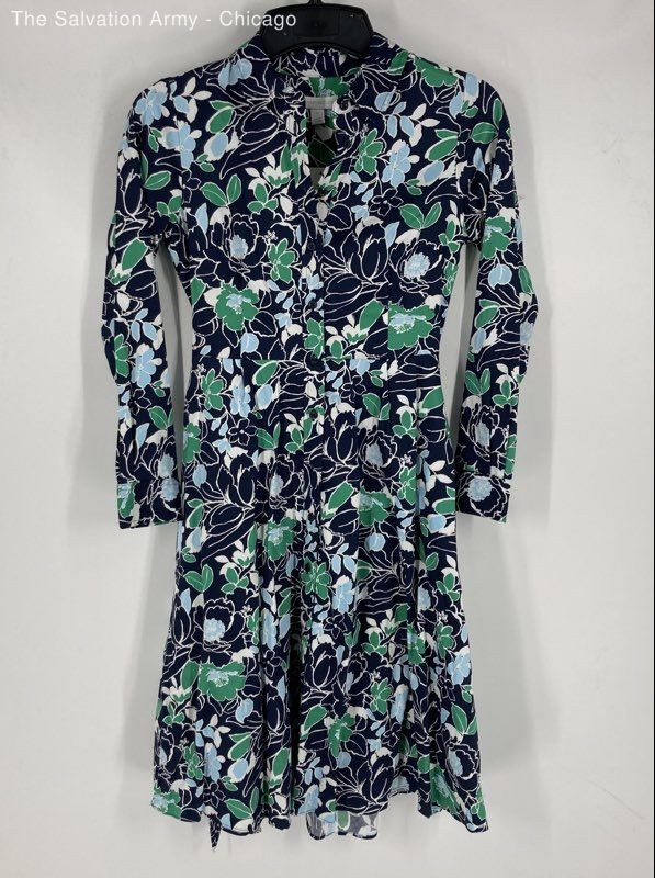 Charter Club Womens Multicolor Floral Long Sleeve Knee Length Shirt Dress Sz PS