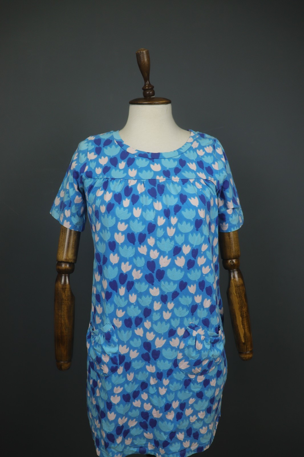 MARIMEKKO Multi Floral Cotton Short Sleeve Crew Neck Pullover Sheath Dress Sz M