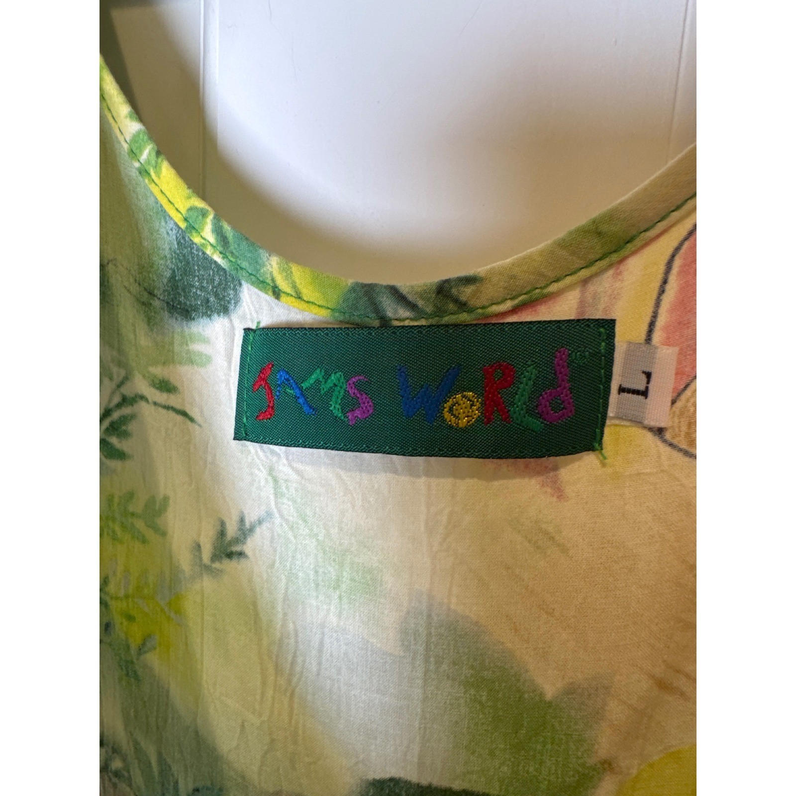 Jams World Womens Large Floral Rayon Sleeveless Maxi Dress Multicolor Tropical