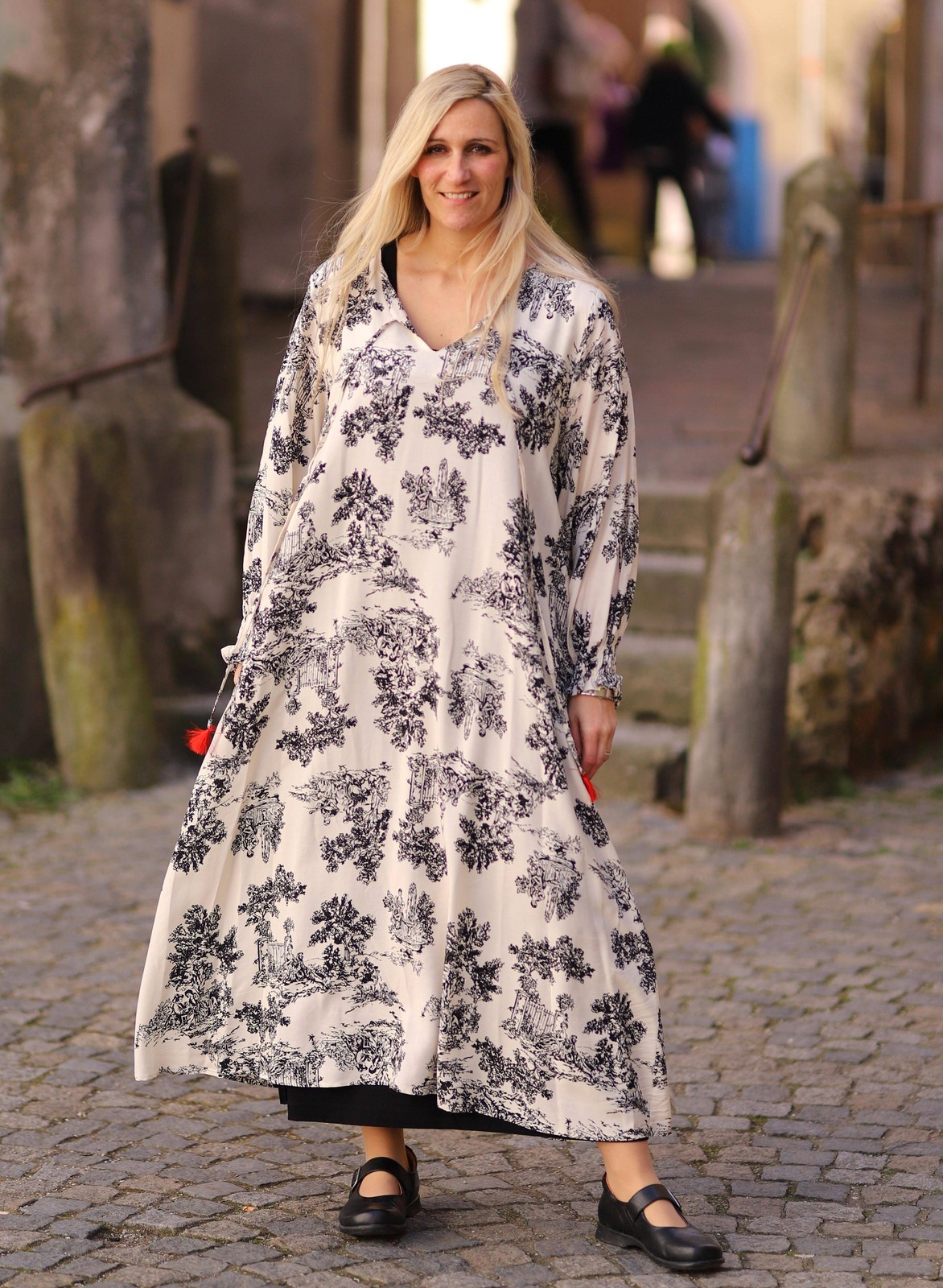 SOPHIA – lagenlook dress A-line size 44 to 56 – Toile de jouy