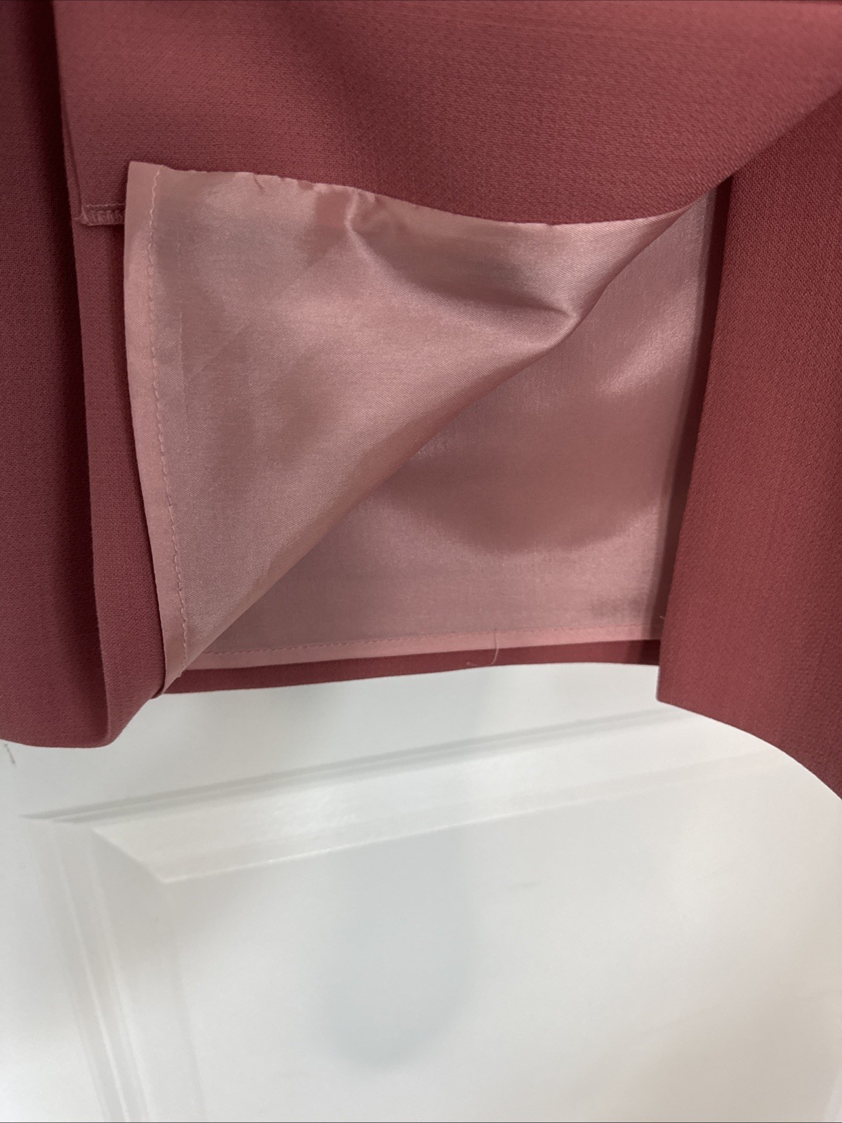 The Fold Melrose Dress Pink Wool Sheath UK 14 US 10 Asymmetric Neck Work Office