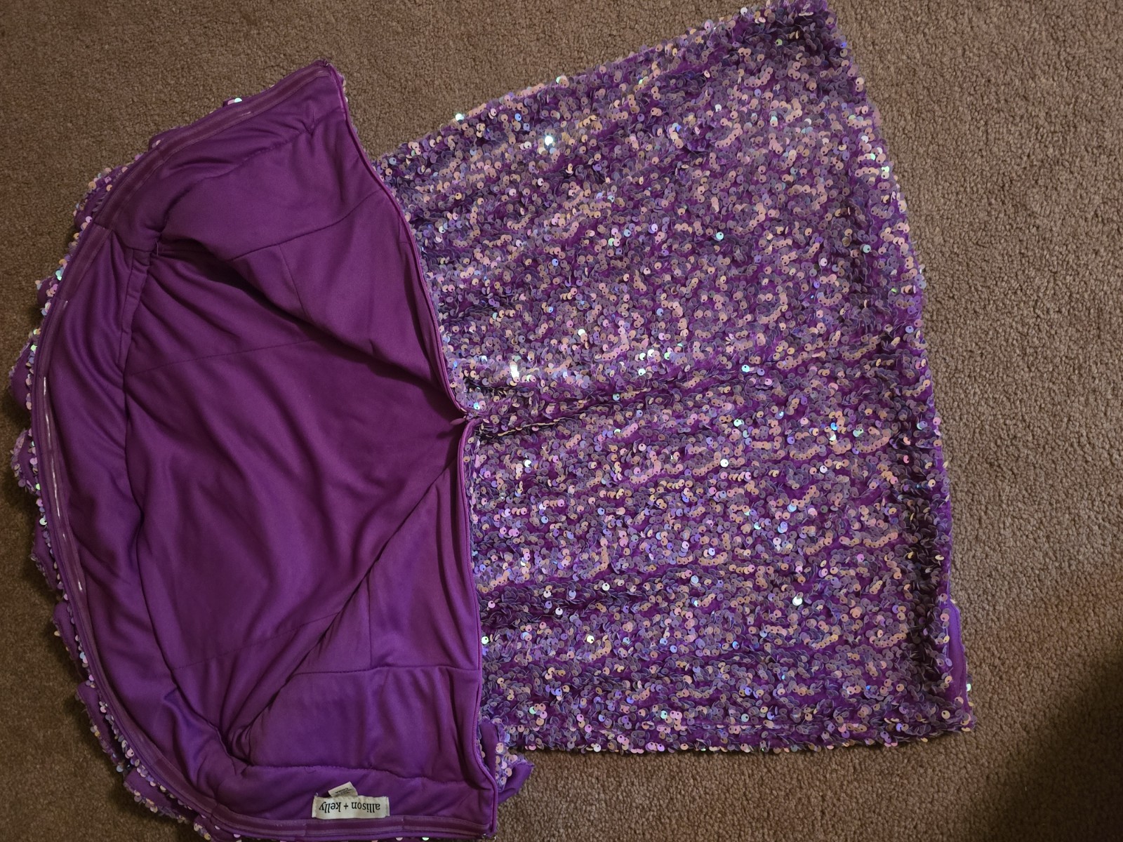 Allison + Kelly Purple Sequin Strapless Ruffle Mini Dress Party/Cocktail XL