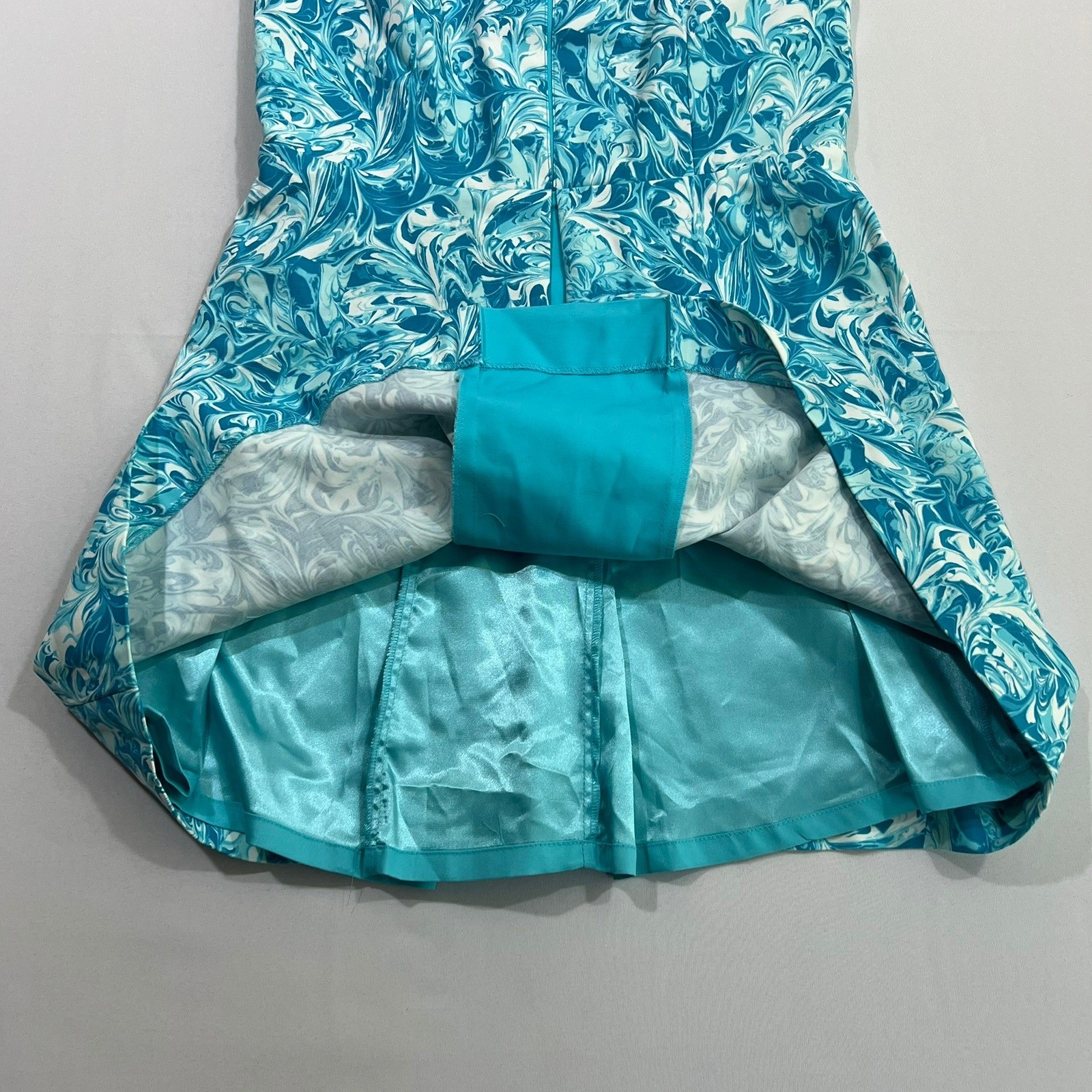 Michael Kors Dress Marble Swirl Print Sleeveless Fit Flare Blue Womens 6P