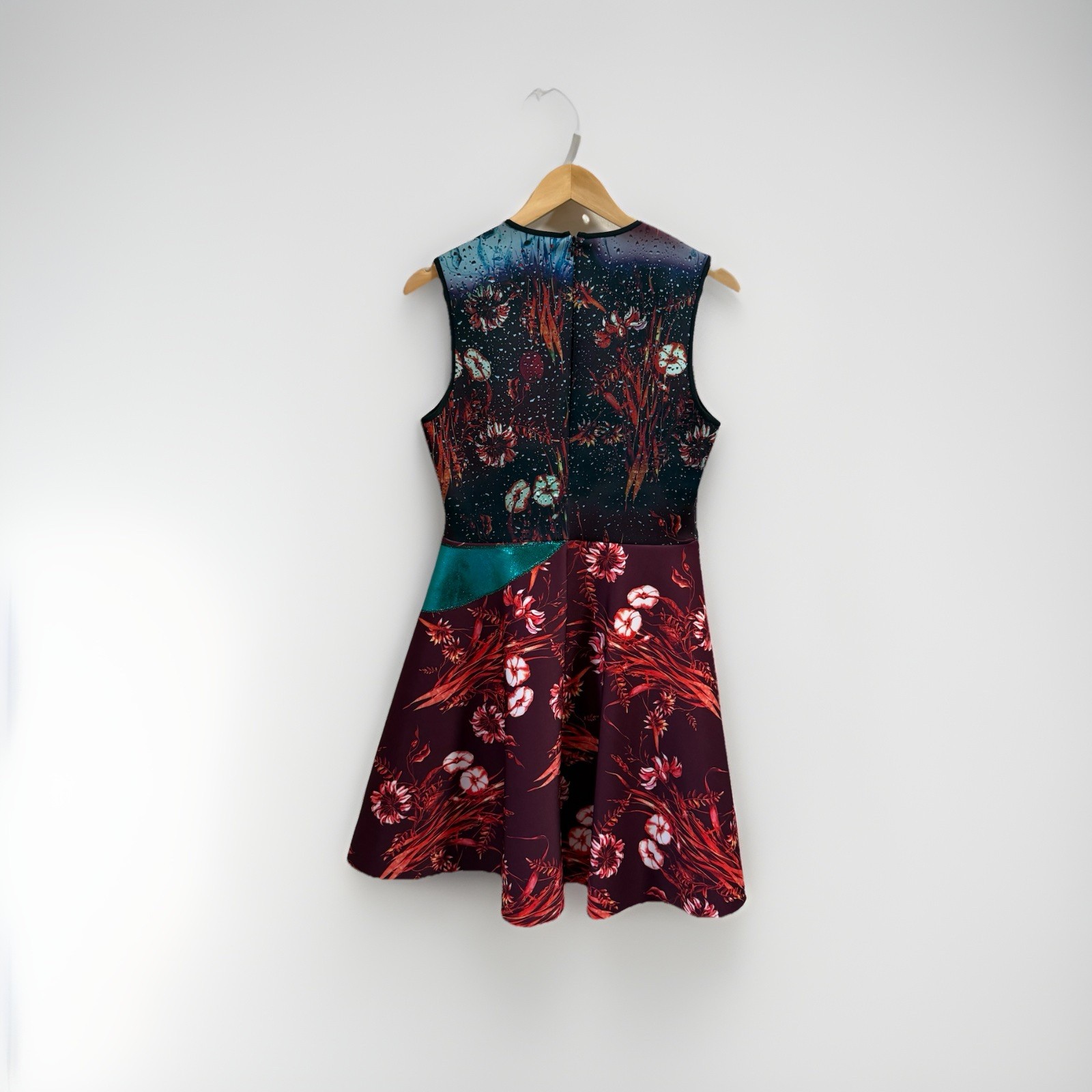 CLOVER CANYON Large Floral Abstract Digital Print Fit Flare Mini Dress