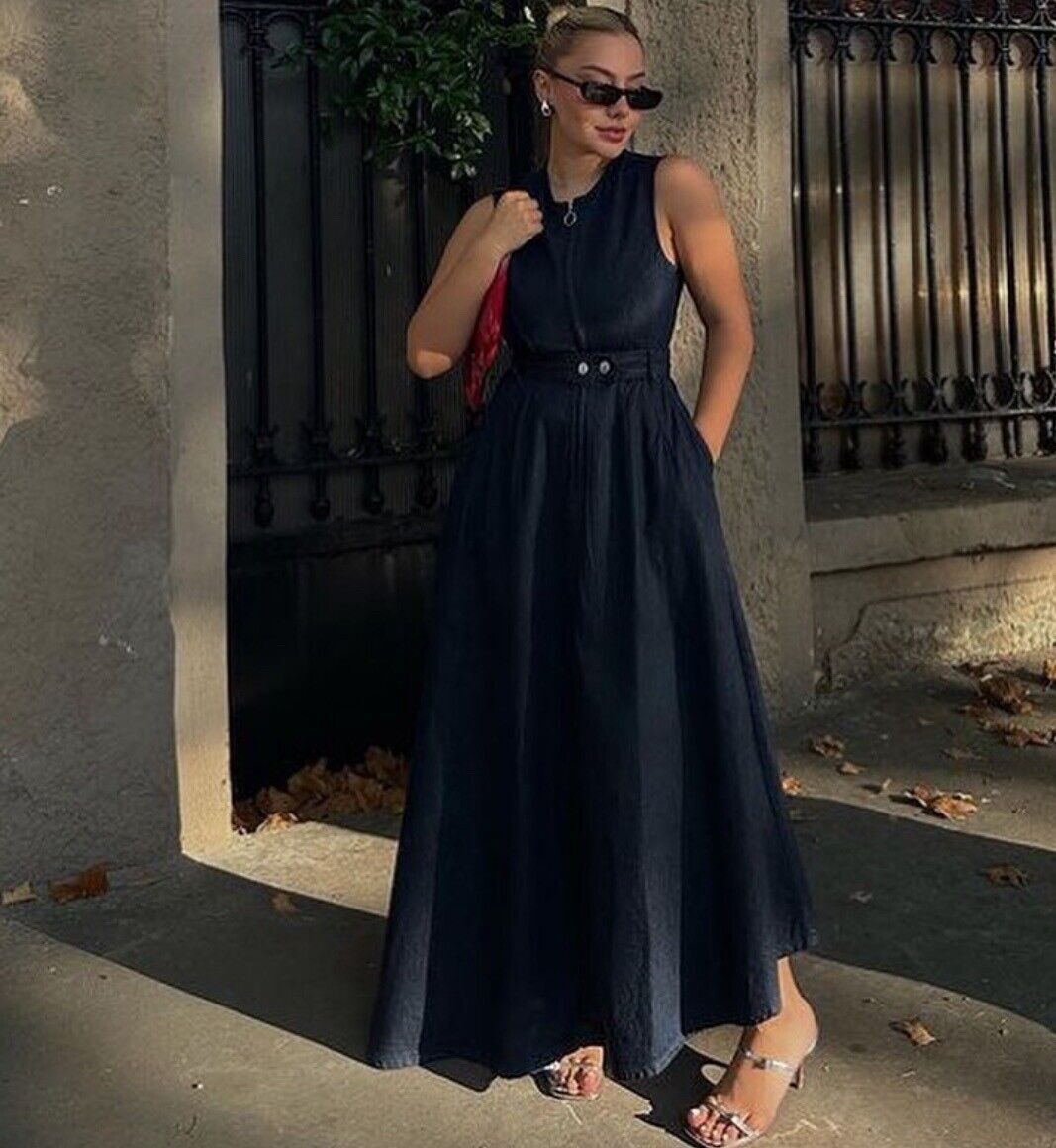 NWT_ZARA FW23 ZW COLLECTION ASYMMETRIC DENIM DRESS BLUE | 9632/256_XS-XL