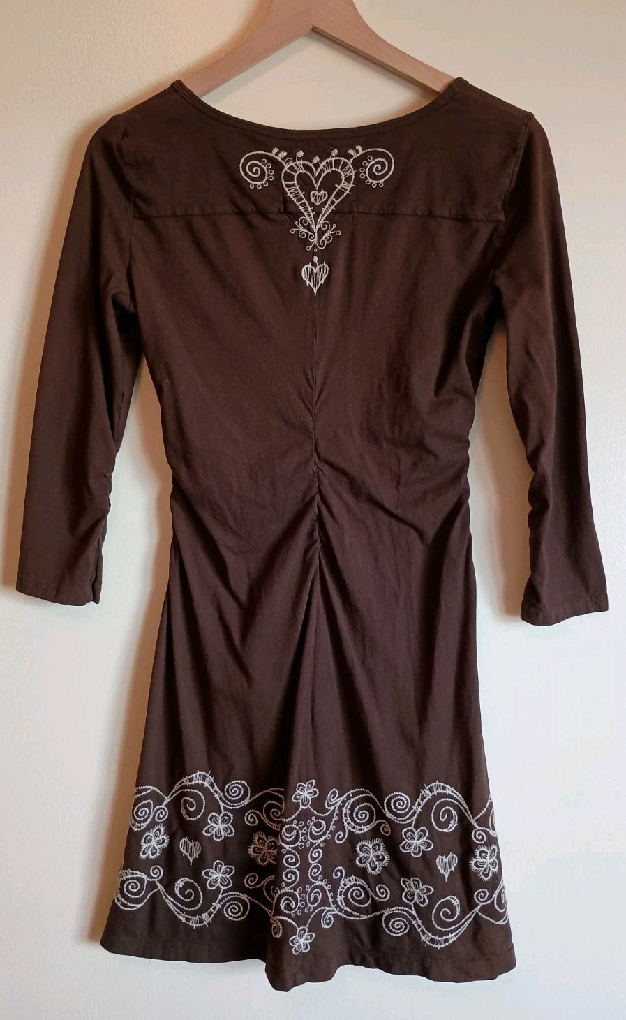 Johnny Was Earthy Brown Embroidered Dress Boho Western Whimsical Small