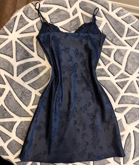 Floral Navy Blue Bustier Ruched Slip Dress Pacsun L.A Hearts sz XS Cute