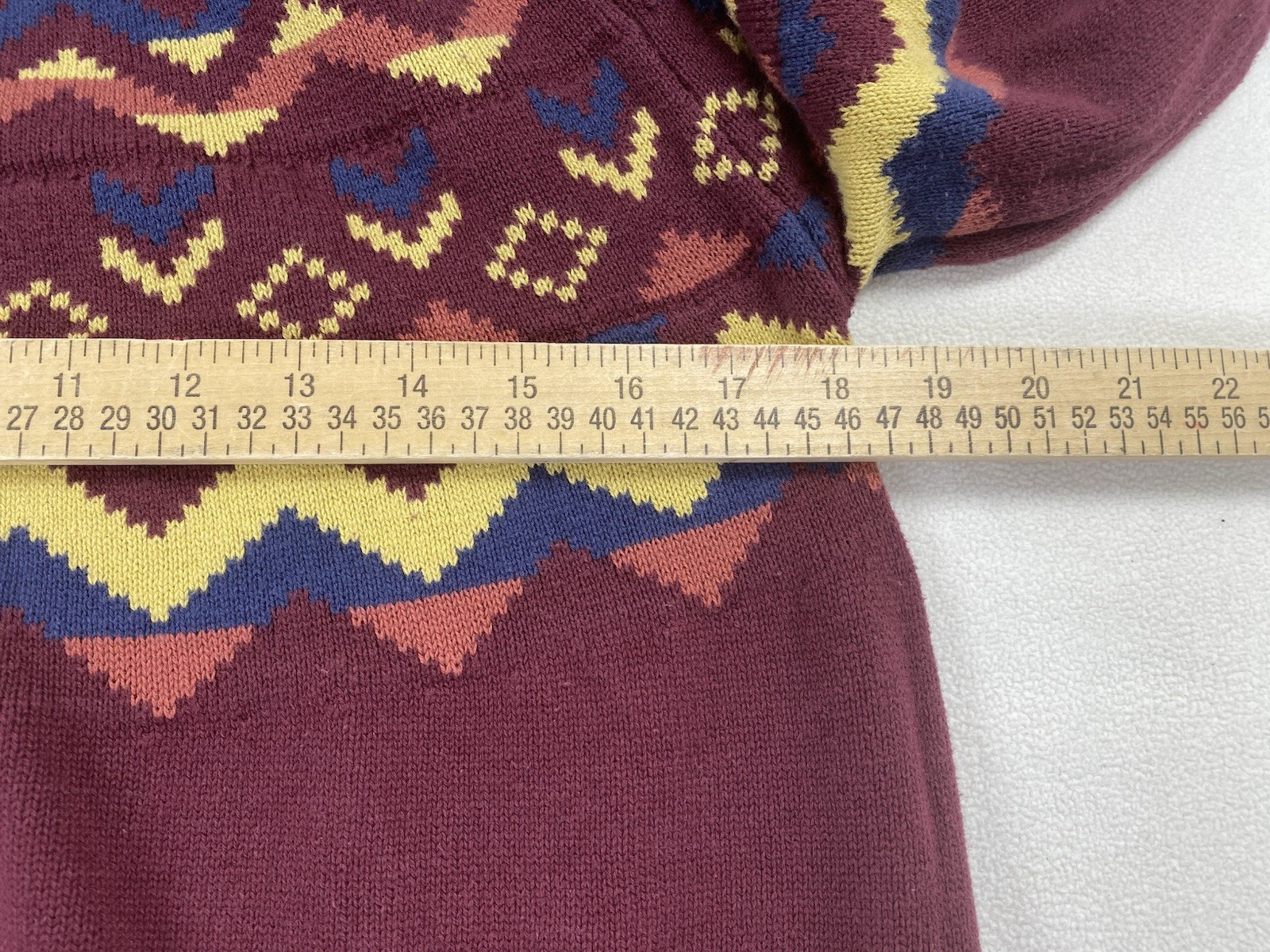 MODCLOTH XL Fair Isle Cozy Commitment Knit Burgundy Sweater Dress Geometric