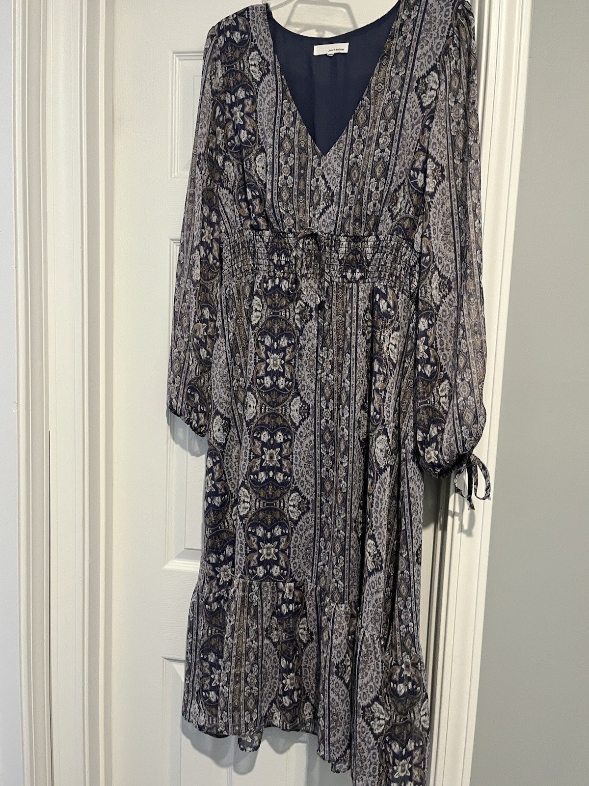Womens XL Dress June Hudson Blouson Floral Elastic Waist Purple